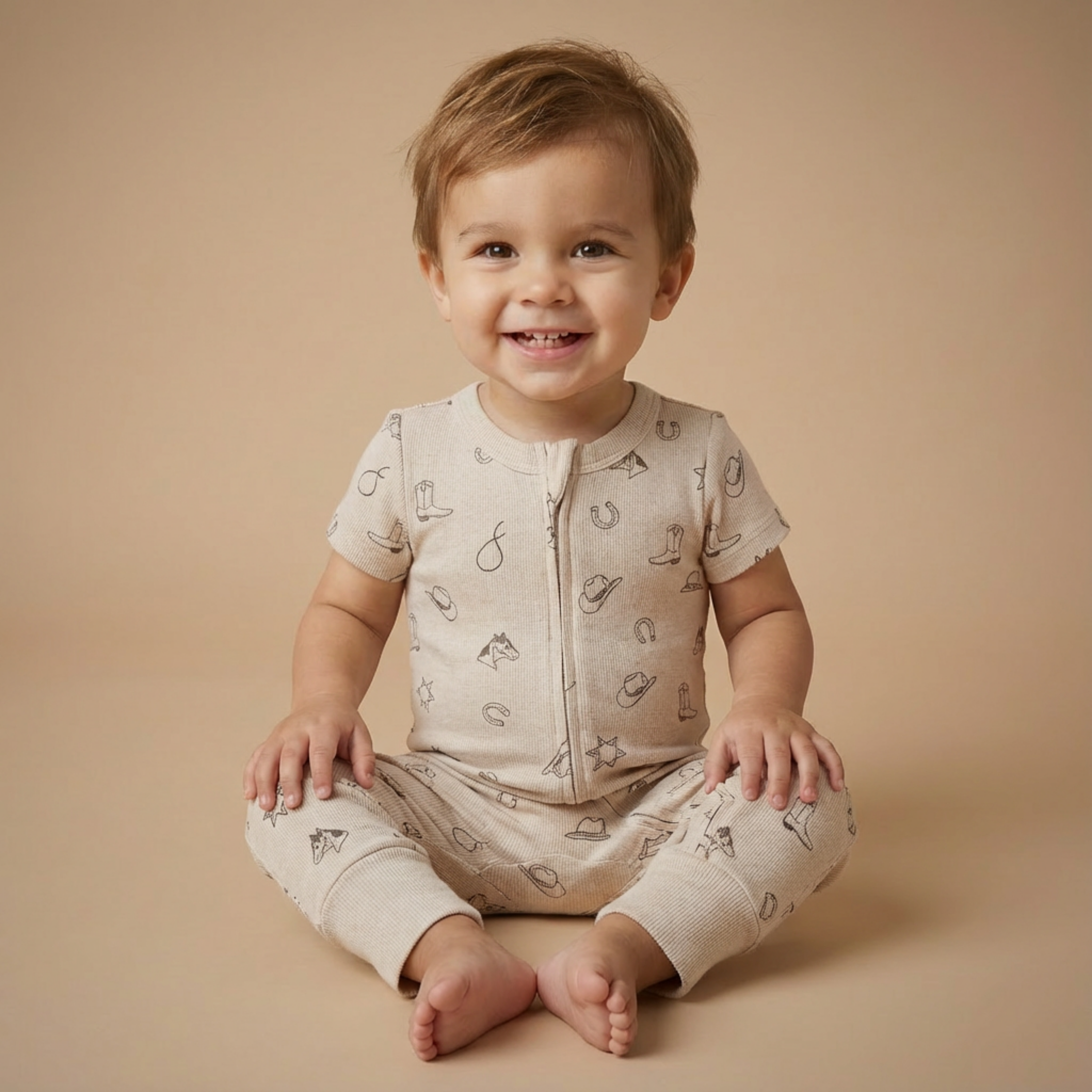 Makemake Organics - Organic Short Sleeve Zip Romper - Rodeo