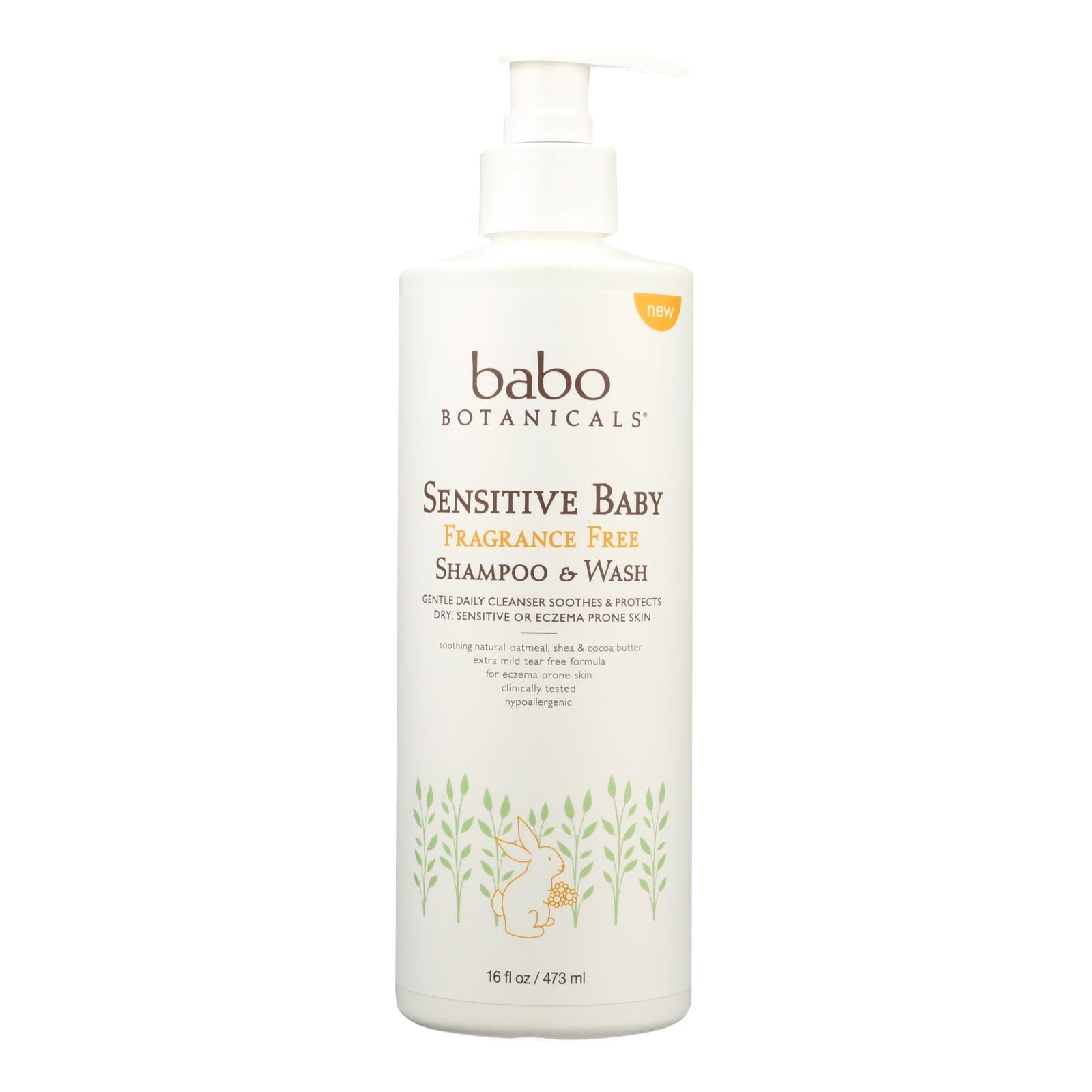 Babo Botanicals Fragrance-Free Body Wash - Gentle Daily Cleanser for Sensitive Skin - 16 Fl Oz