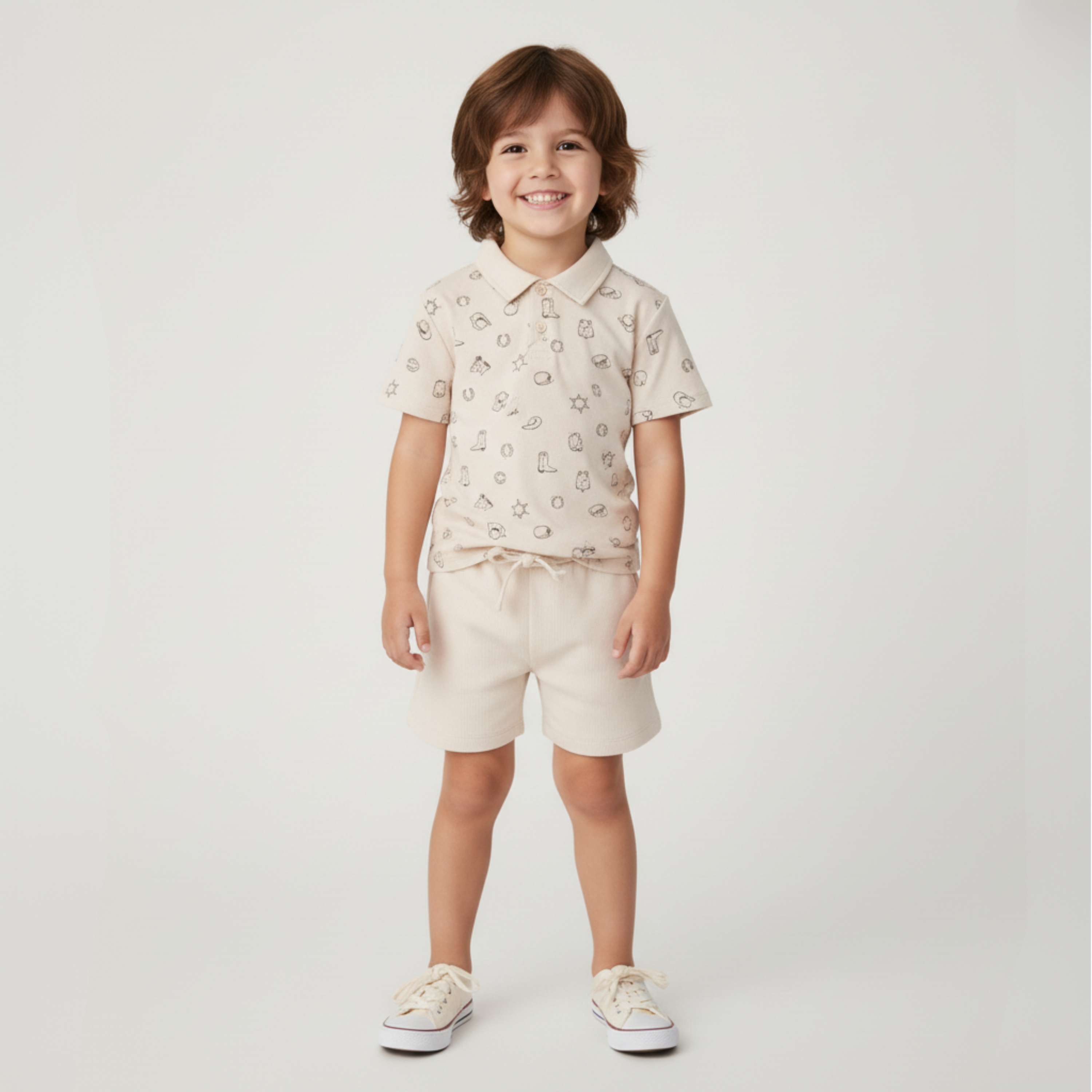 Makemake Organics - Organic Collar Tee & Shorts Set - Rodeo
