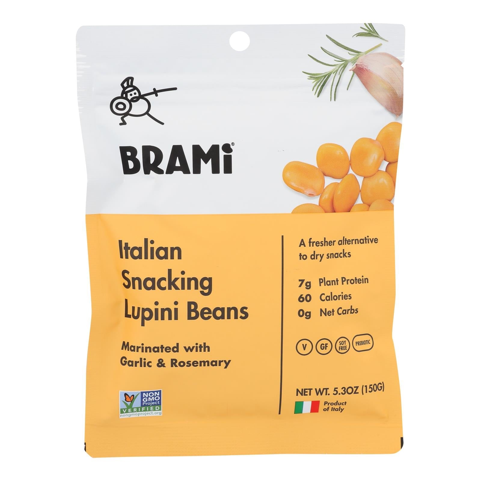 Brami Lupini Beans: 8-Pack Garlic and Herb Delight