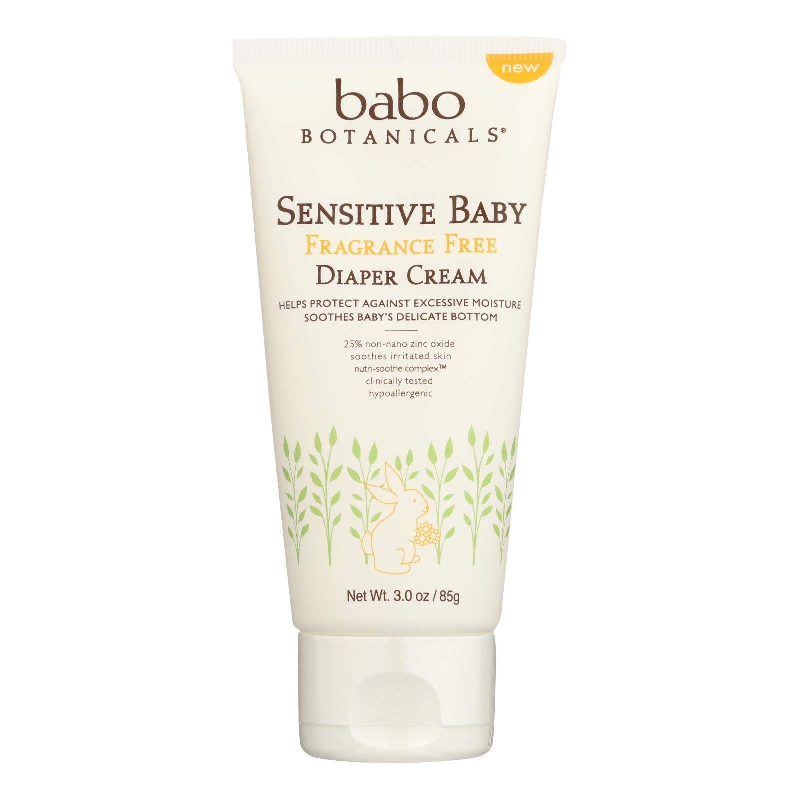 Babo Botanicals Sensitive Baby Fragrance Free Diaper Cream on a white background