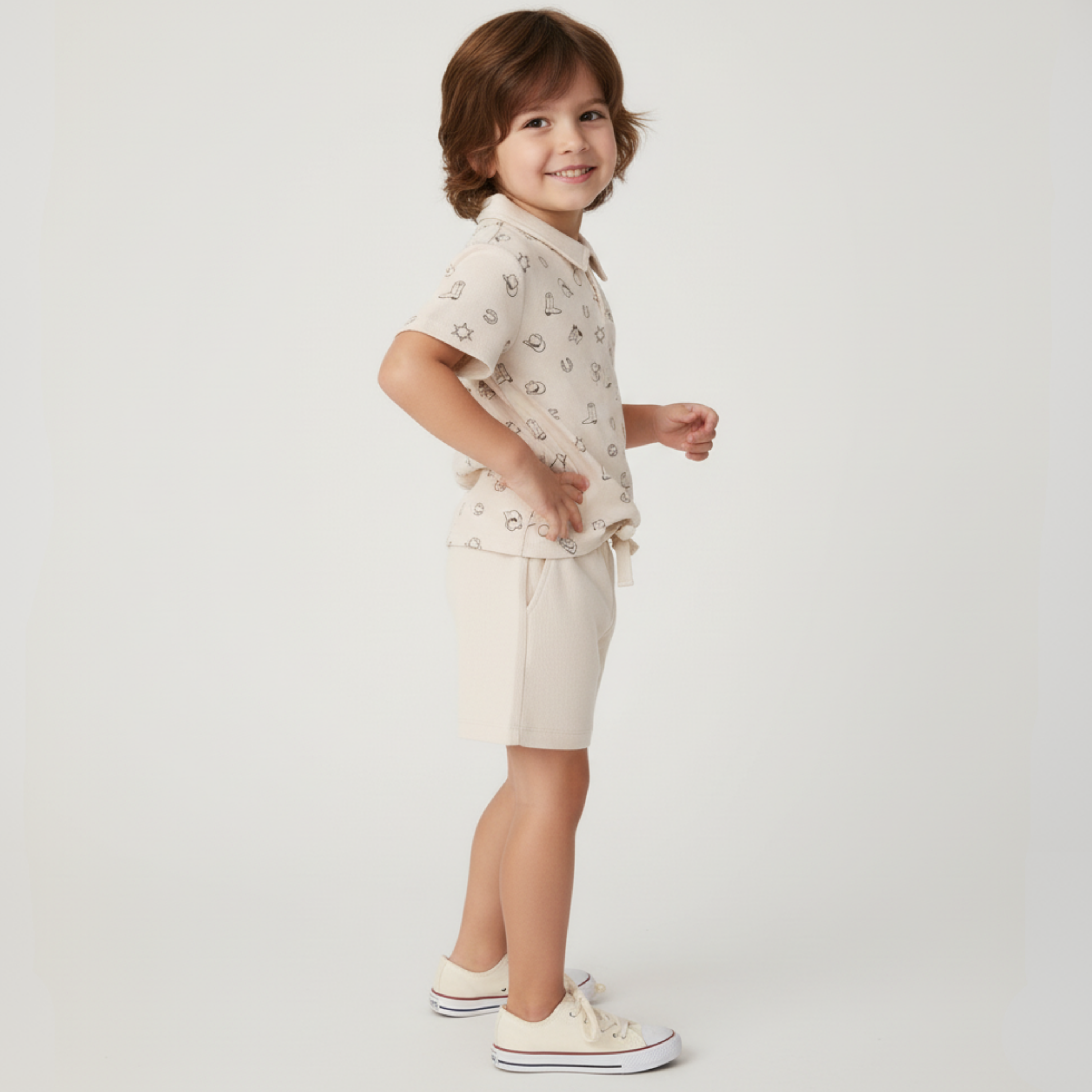 Makemake Organics - Organic Collar Tee & Shorts Set - Rodeo