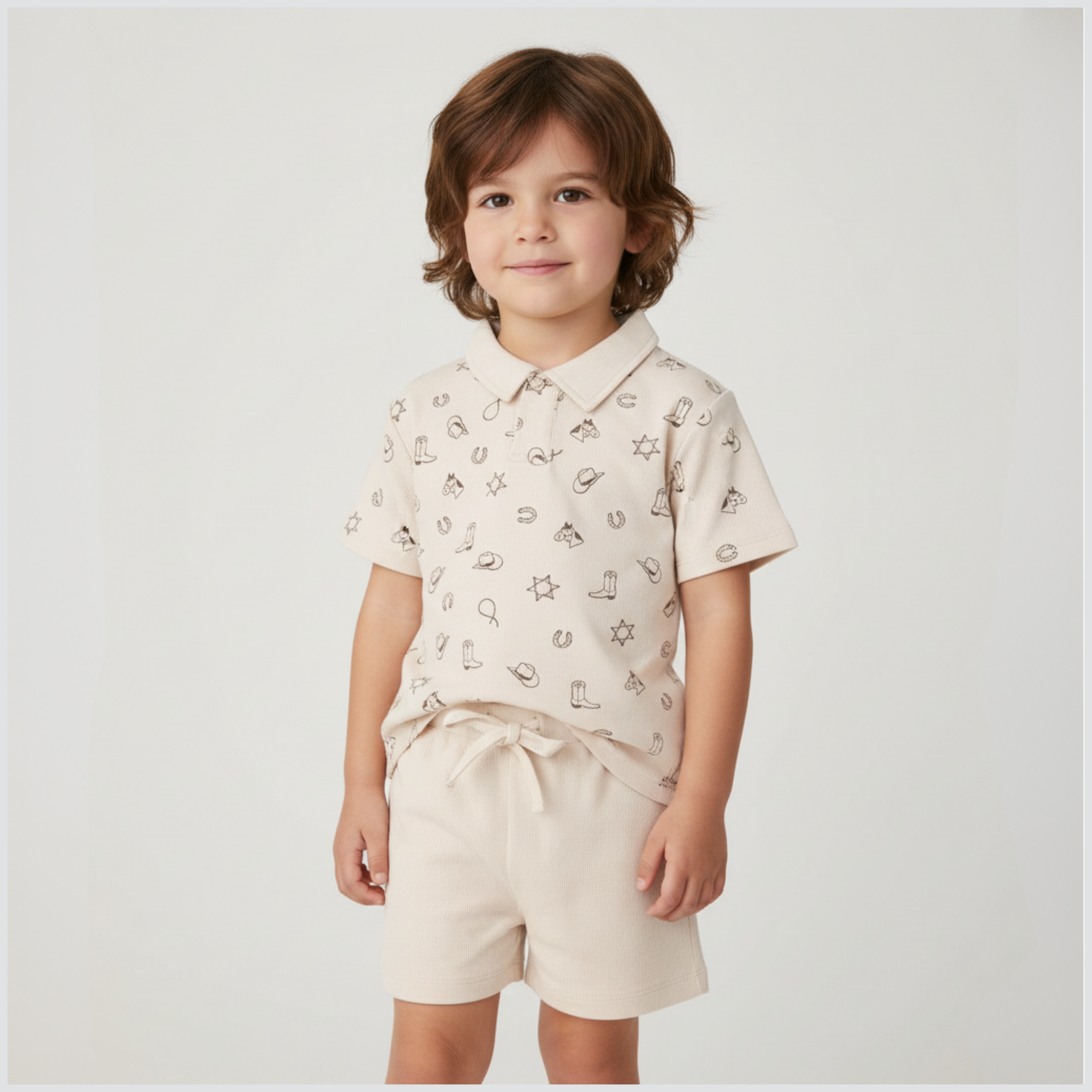 Makemake Organics - Organic Collar Tee & Shorts Set - Rodeo
