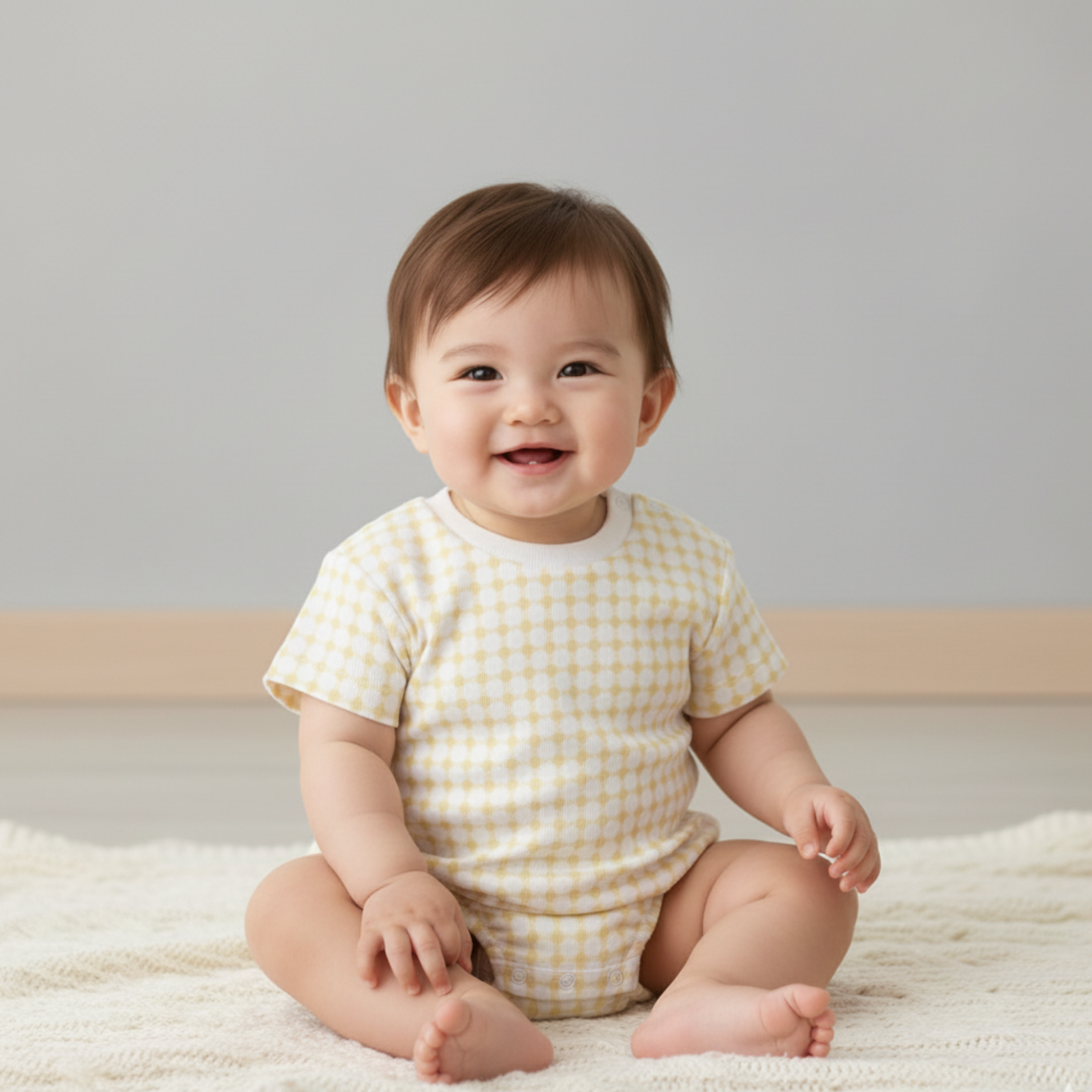 Makemake Organics - Organic Short Sleeve Bubble Romper - Dotty Gingham