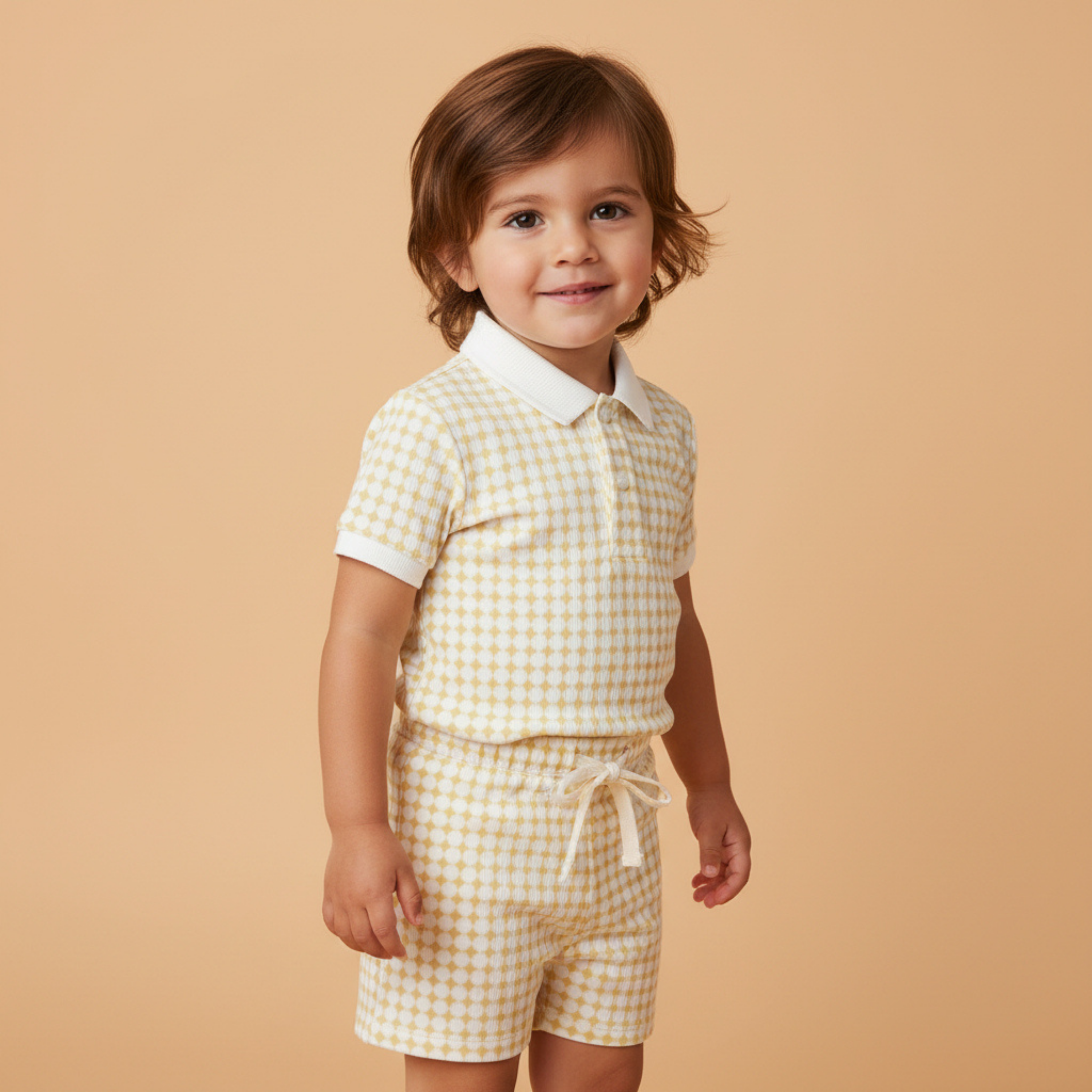 Makemake Organics - Organic Collar Tee & Shorts Set - Dotty Gingham