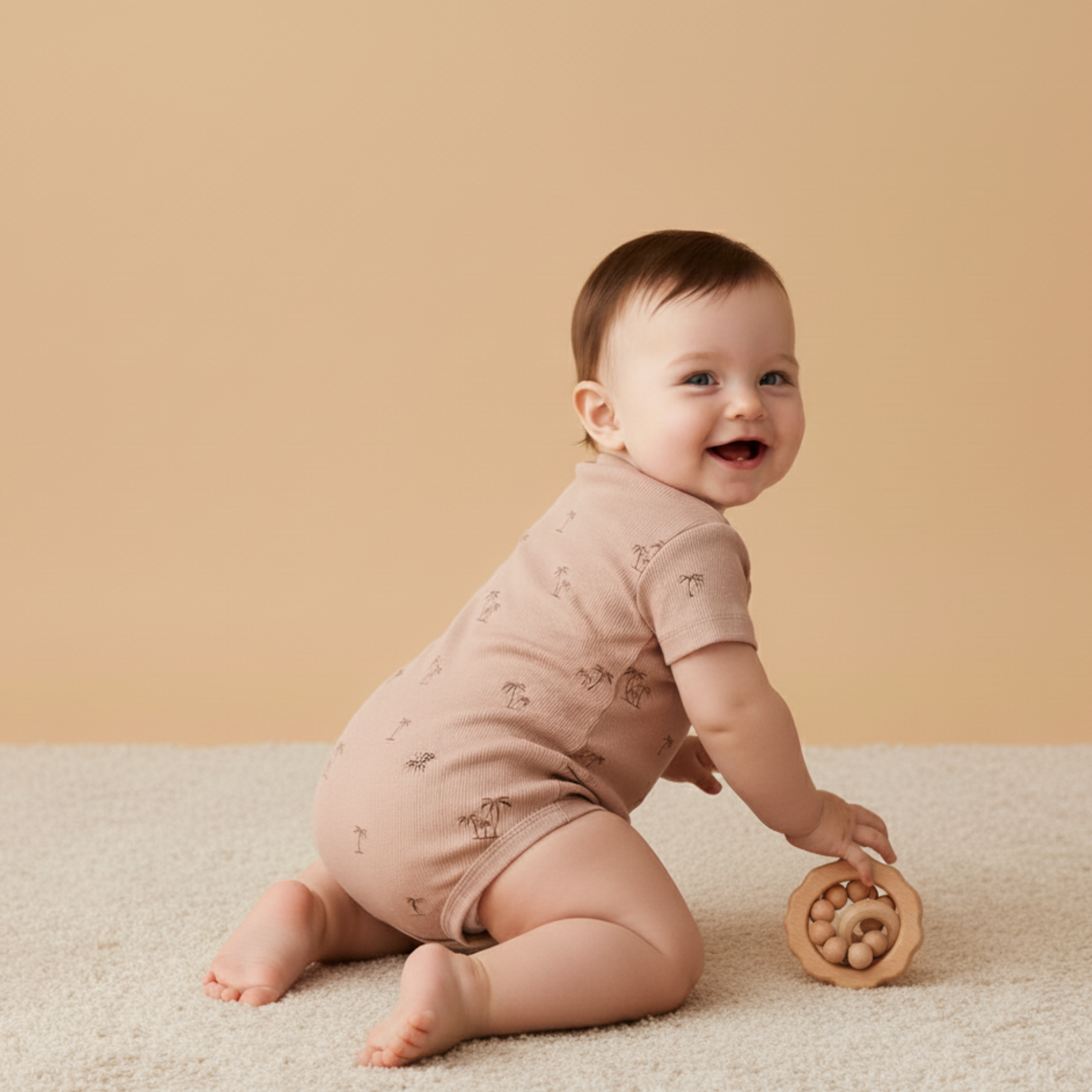Makemake Organics - Organic Short Sleeve Bubble Romper - Island Palm