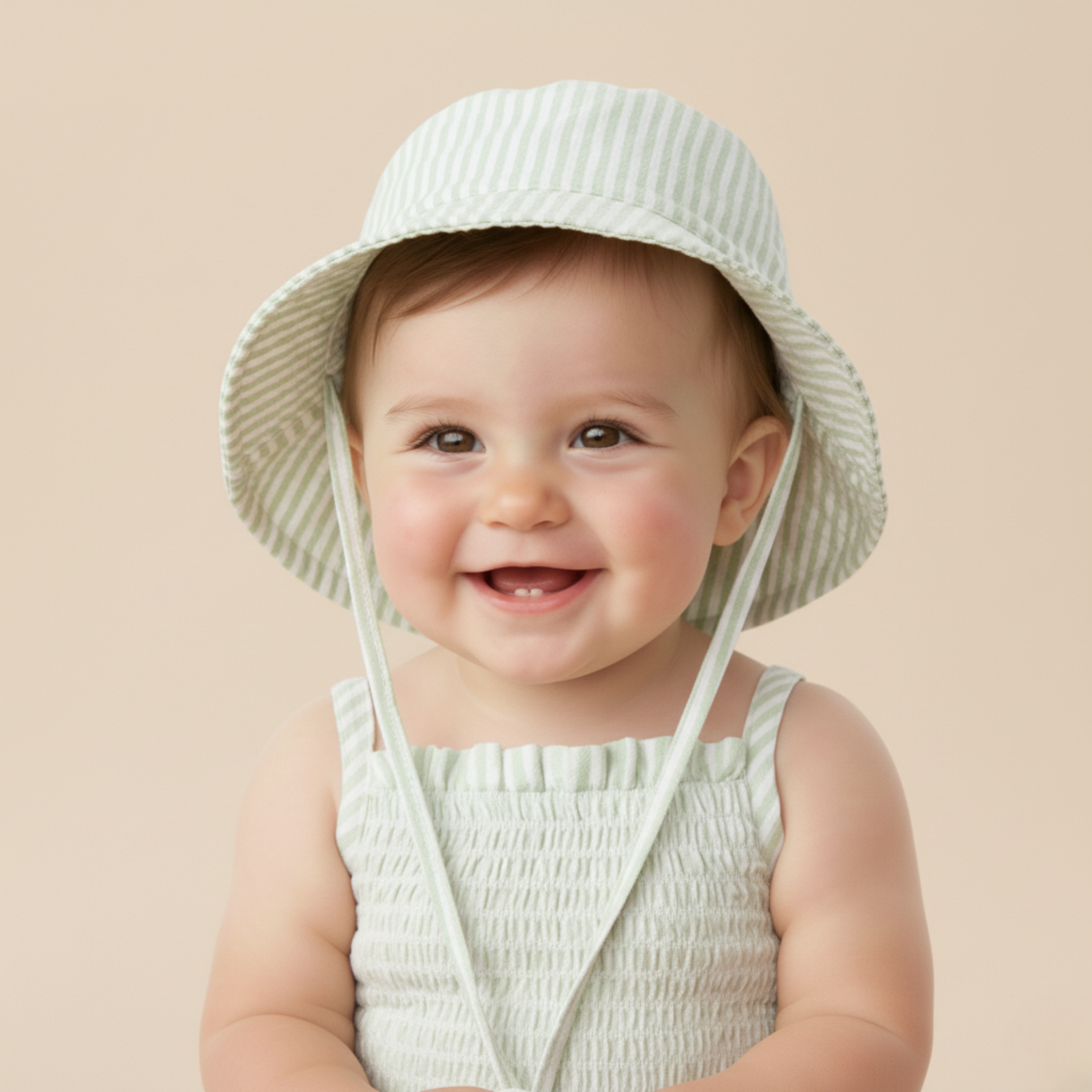 Makemake Organics - Organic Bucket Sun Hat - Basil Stripes
