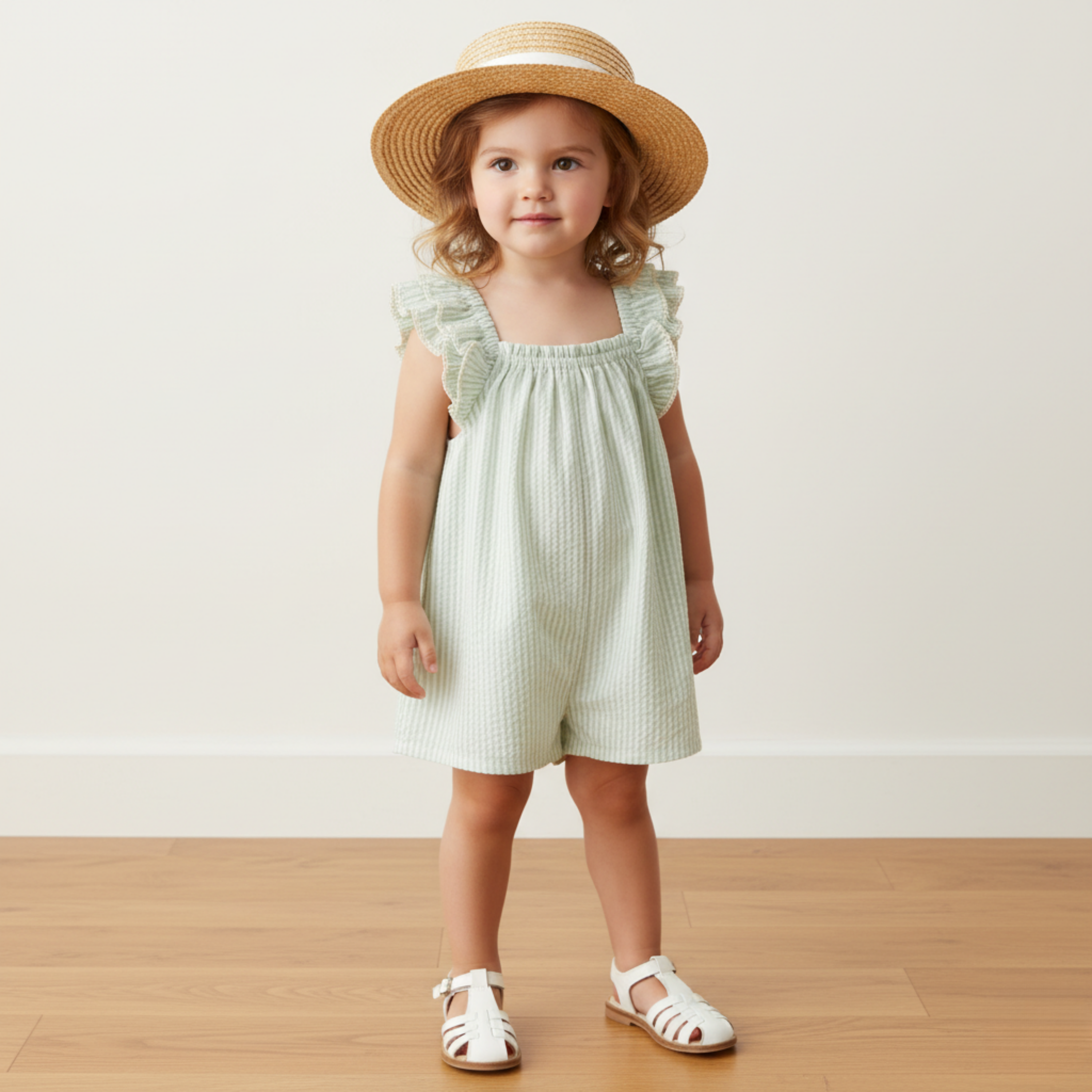 Makemake Organics - Organic Flutter Jumpsuit - Basil Stripes