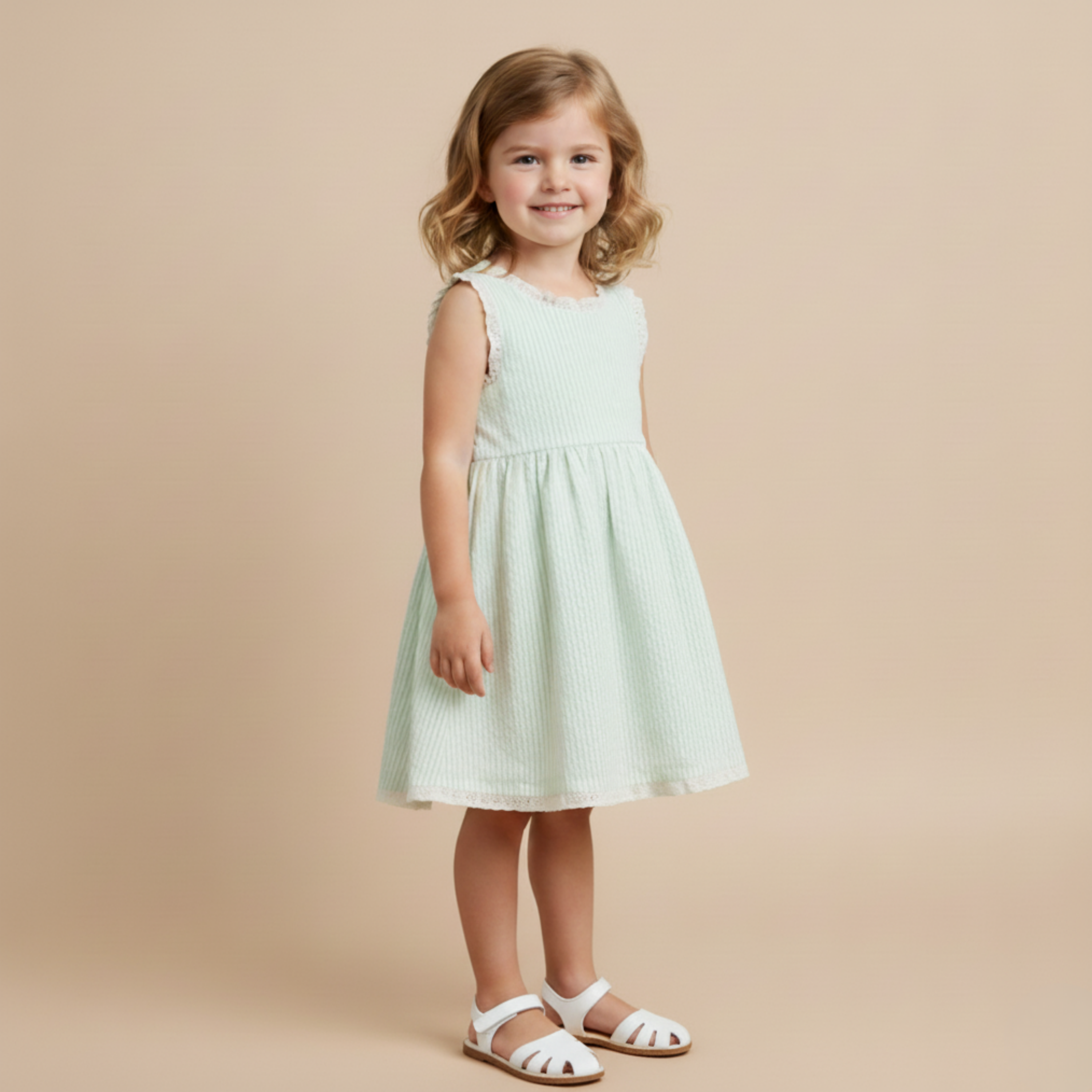 Makemake Organics - Organic Cross Back Dress - Basil Stripes