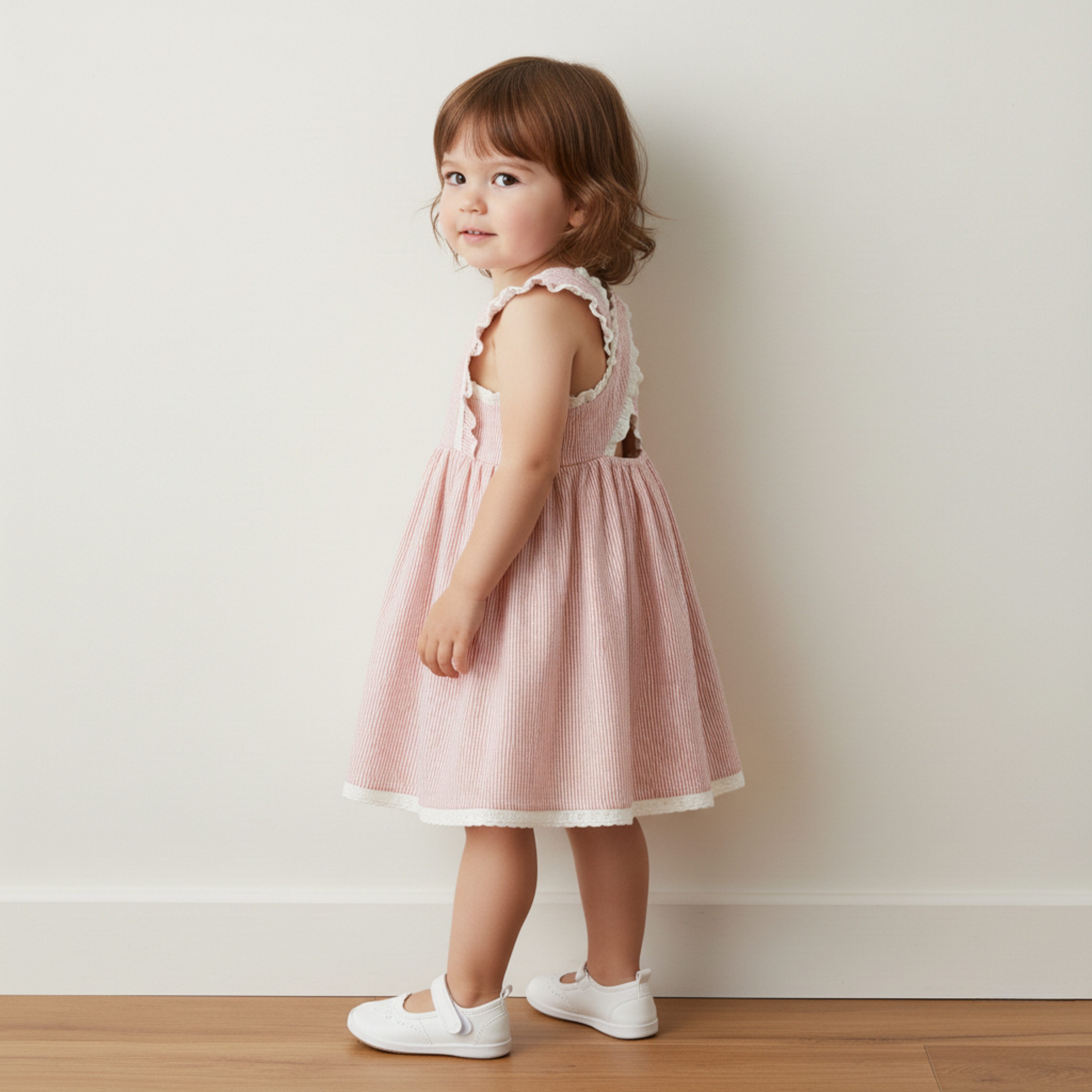 Makemake Organics - Organic Cross Back Dress - Coral Stripes