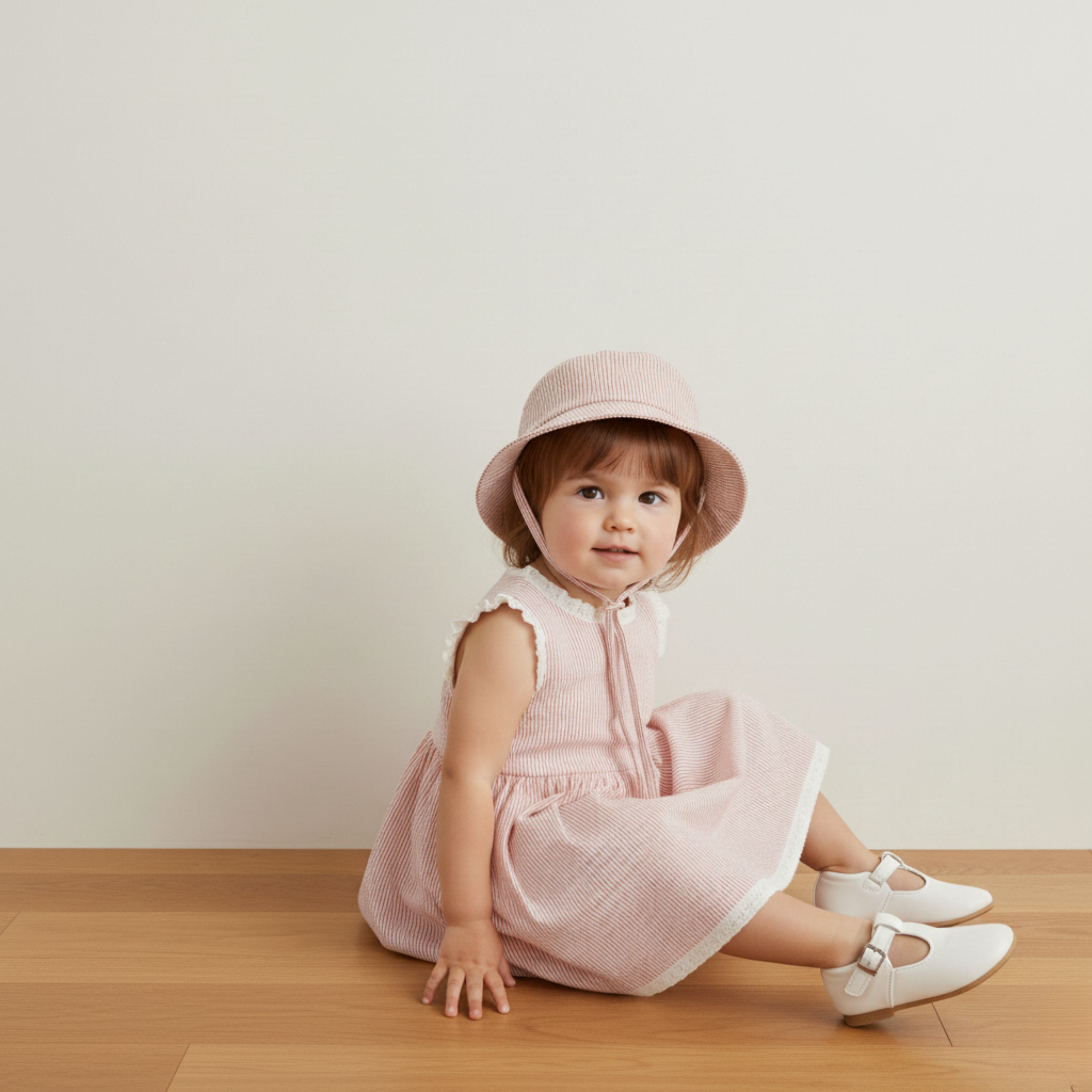 Makemake Organics - Organic Bucket Sun Hat - Coral Stripes