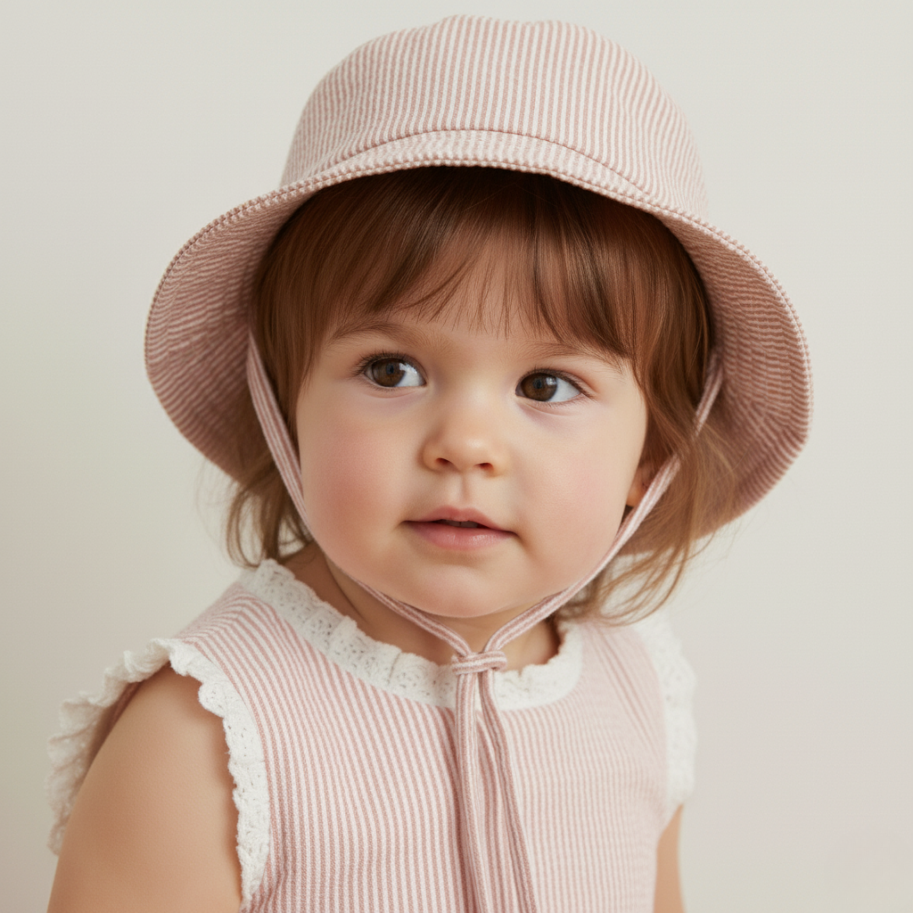 Makemake Organics - Organic Bucket Sun Hat - Coral Stripes