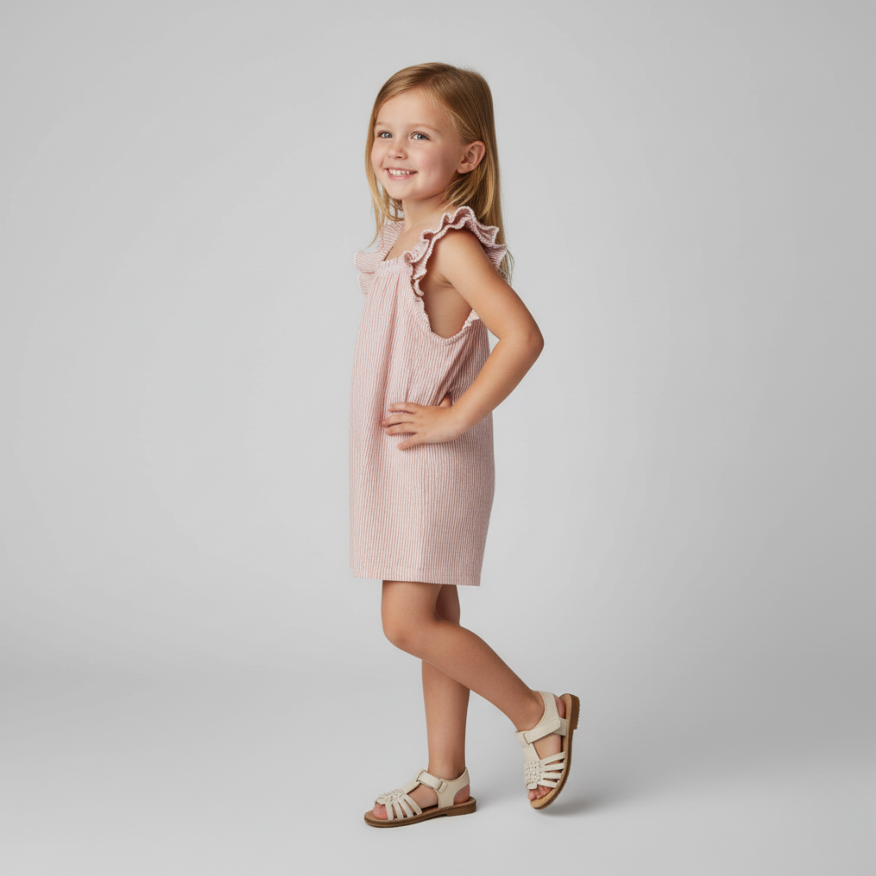 Makemake Organics - Organic Flutter Jumpsuit - Coral Stripes