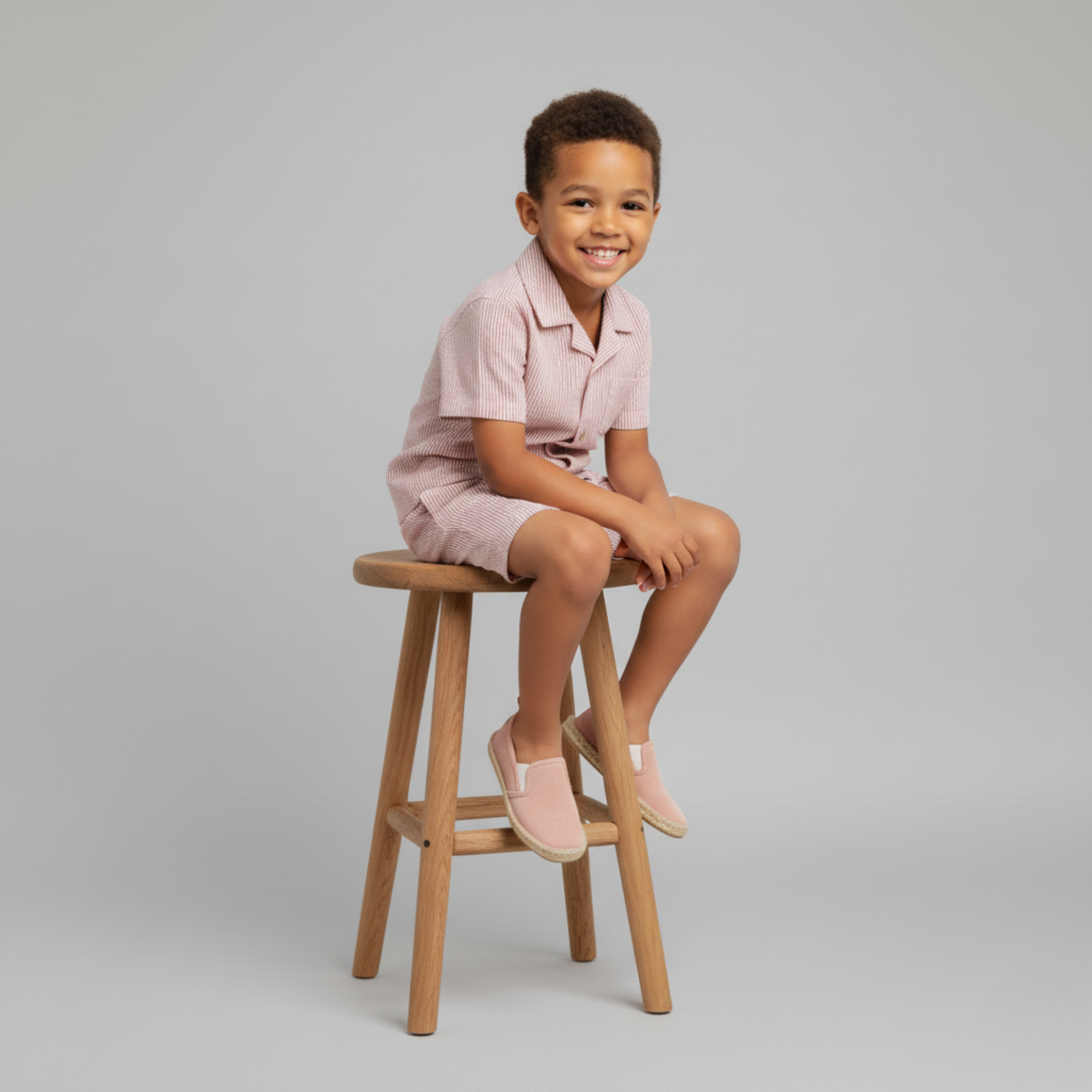 Makemake Organics - Organic Shirt & Shorts Set - Coral Stripes