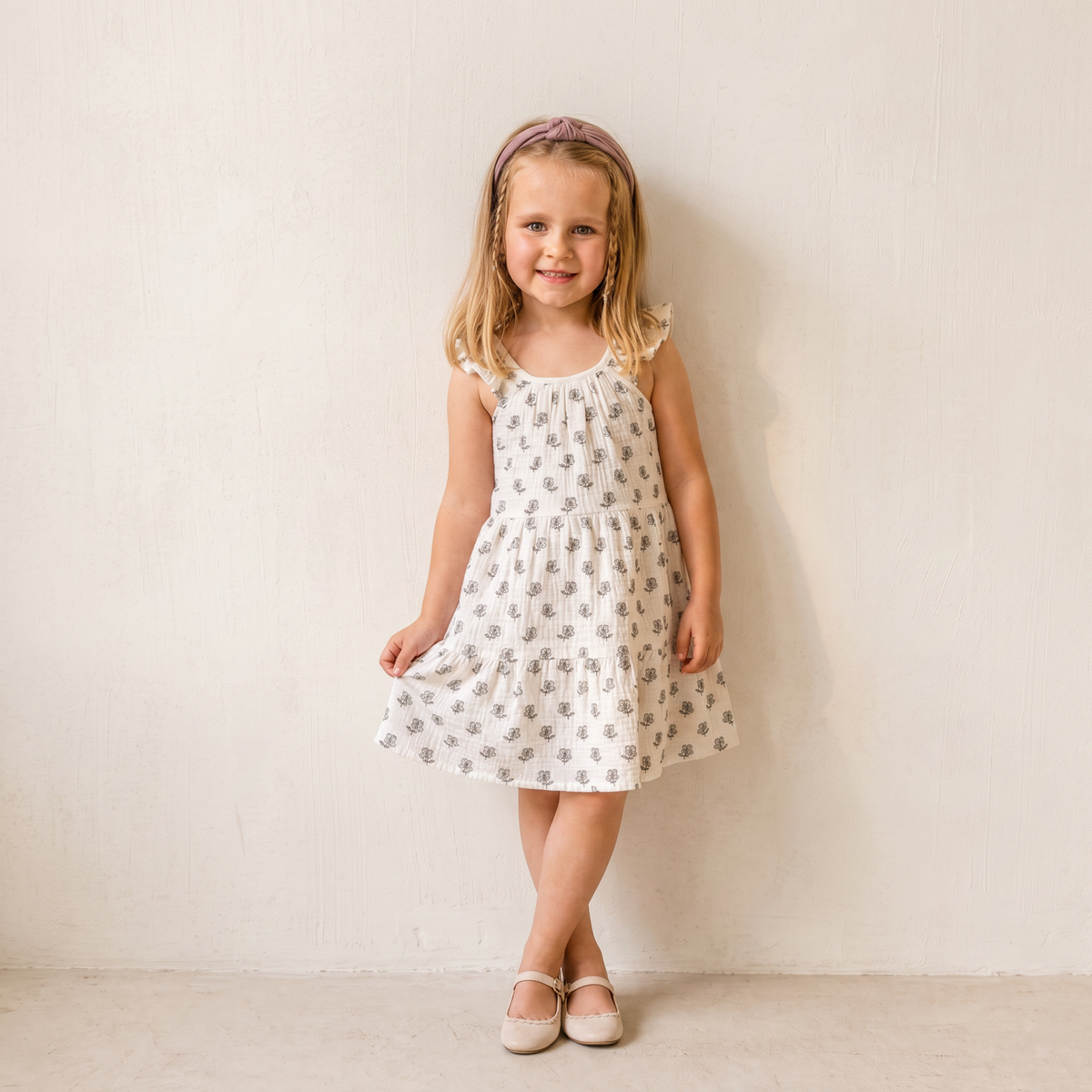 Makemake Organics - Organic Ruffle Tiered Dress - Poppy