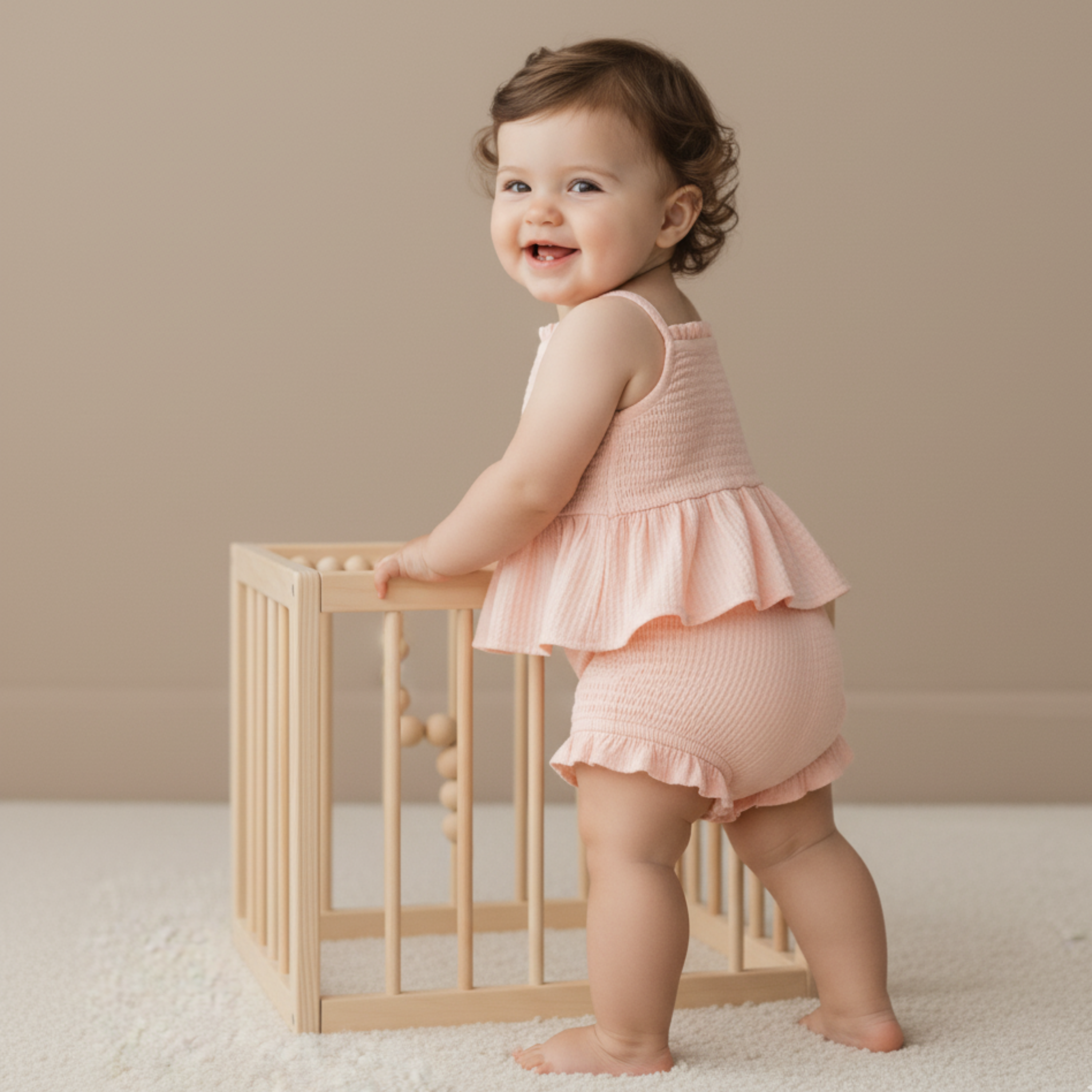 Makemake Organics - Organic Smocked Top And Bloomer Set - Blush
