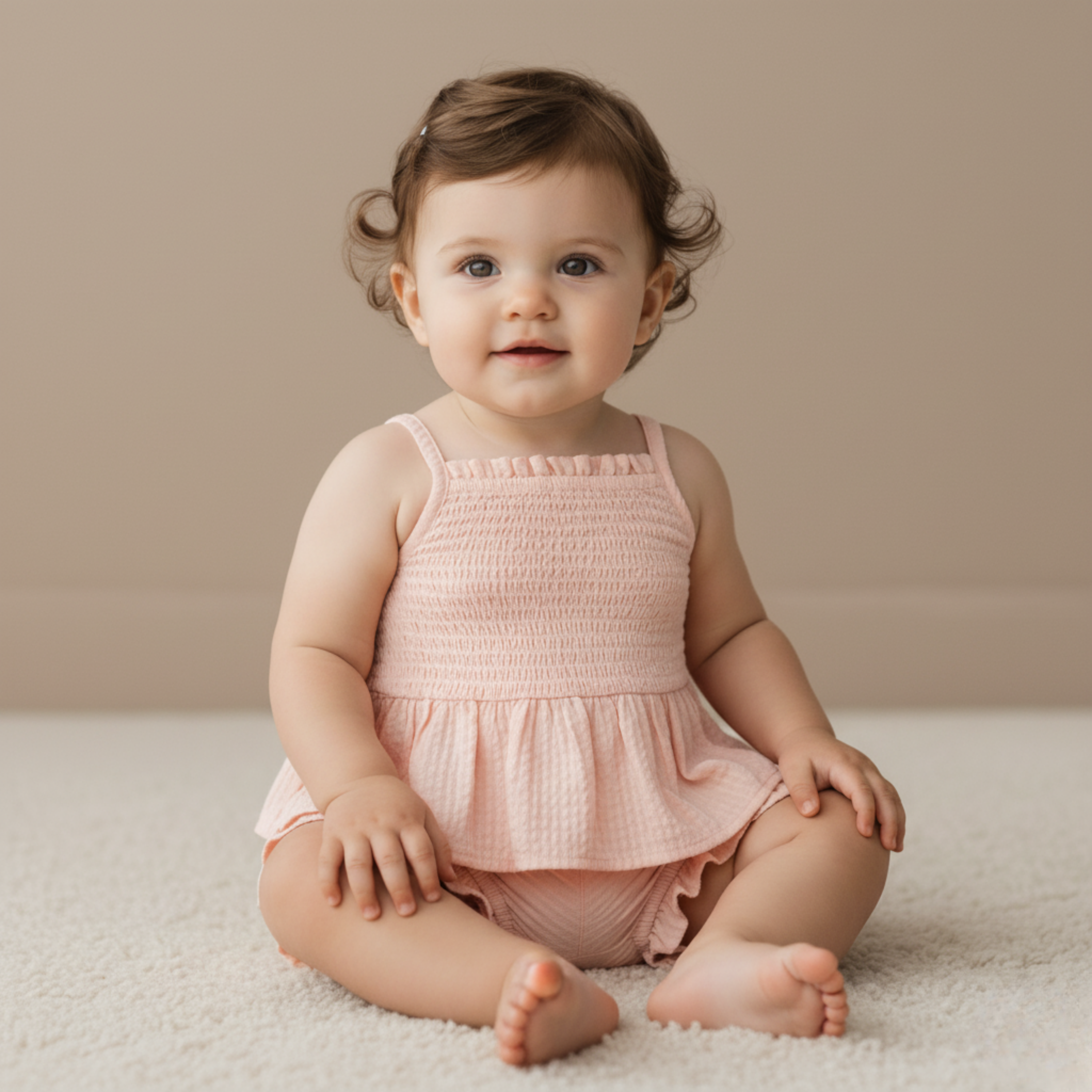 Makemake Organics - Organic Smocked Top And Bloomer Set - Blush