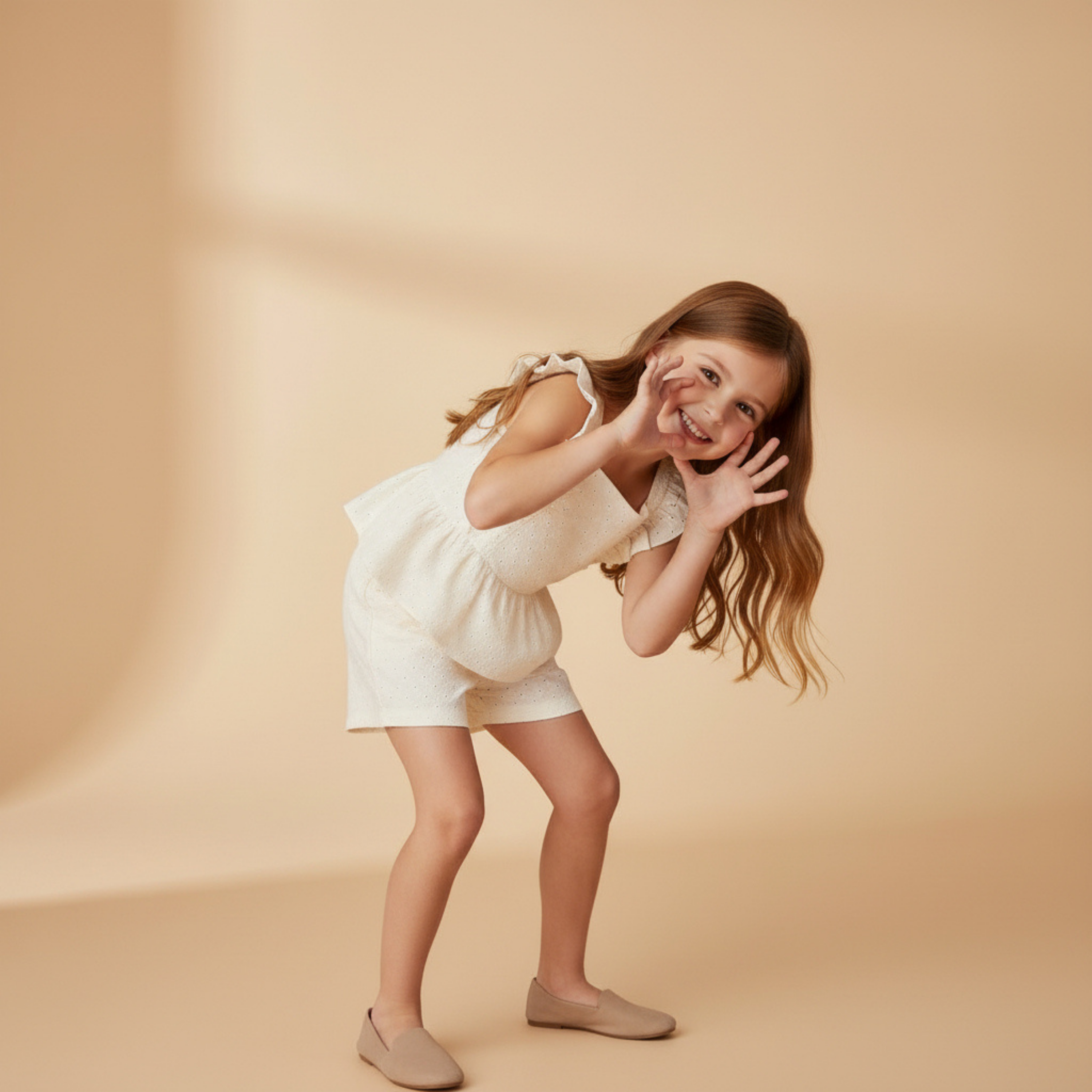 Makemake Organics - Organic Eyelet Flutter Top And Shorts Set - Ivory Eyelet