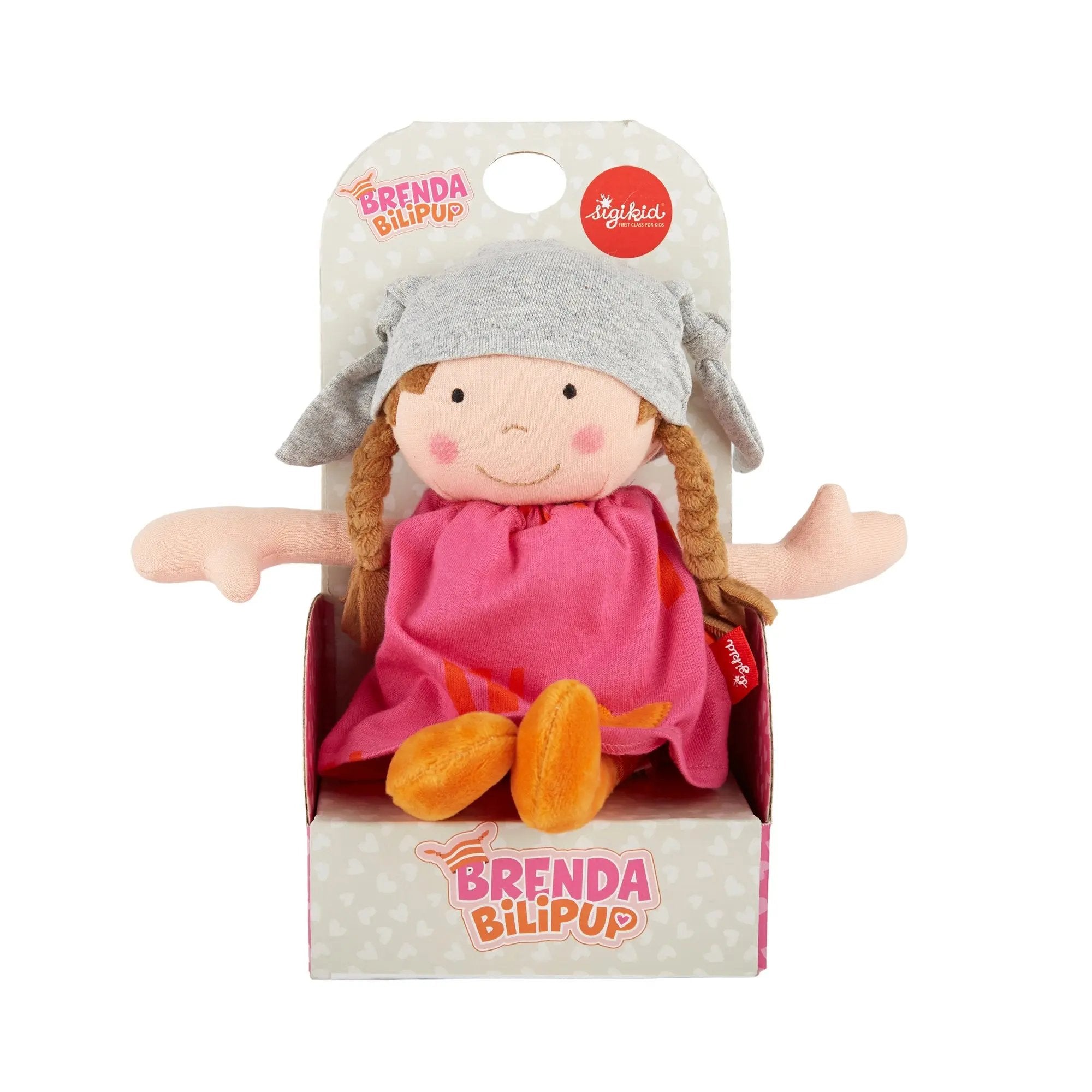 Sigikid Plush Doll with Pink Outfit