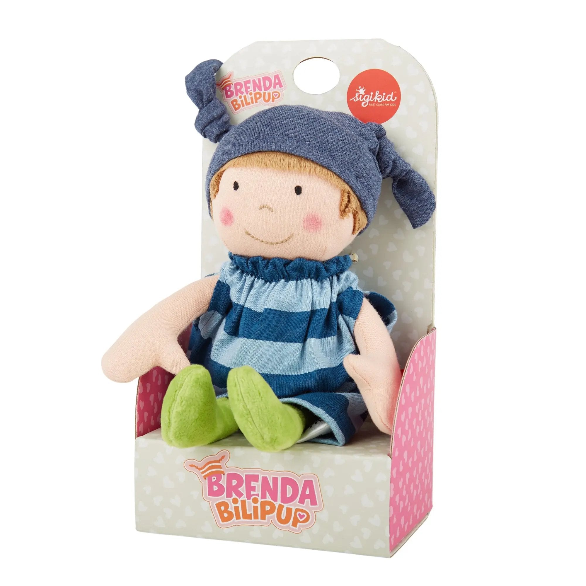 Sigikid Plush Doll with Blue Outfit