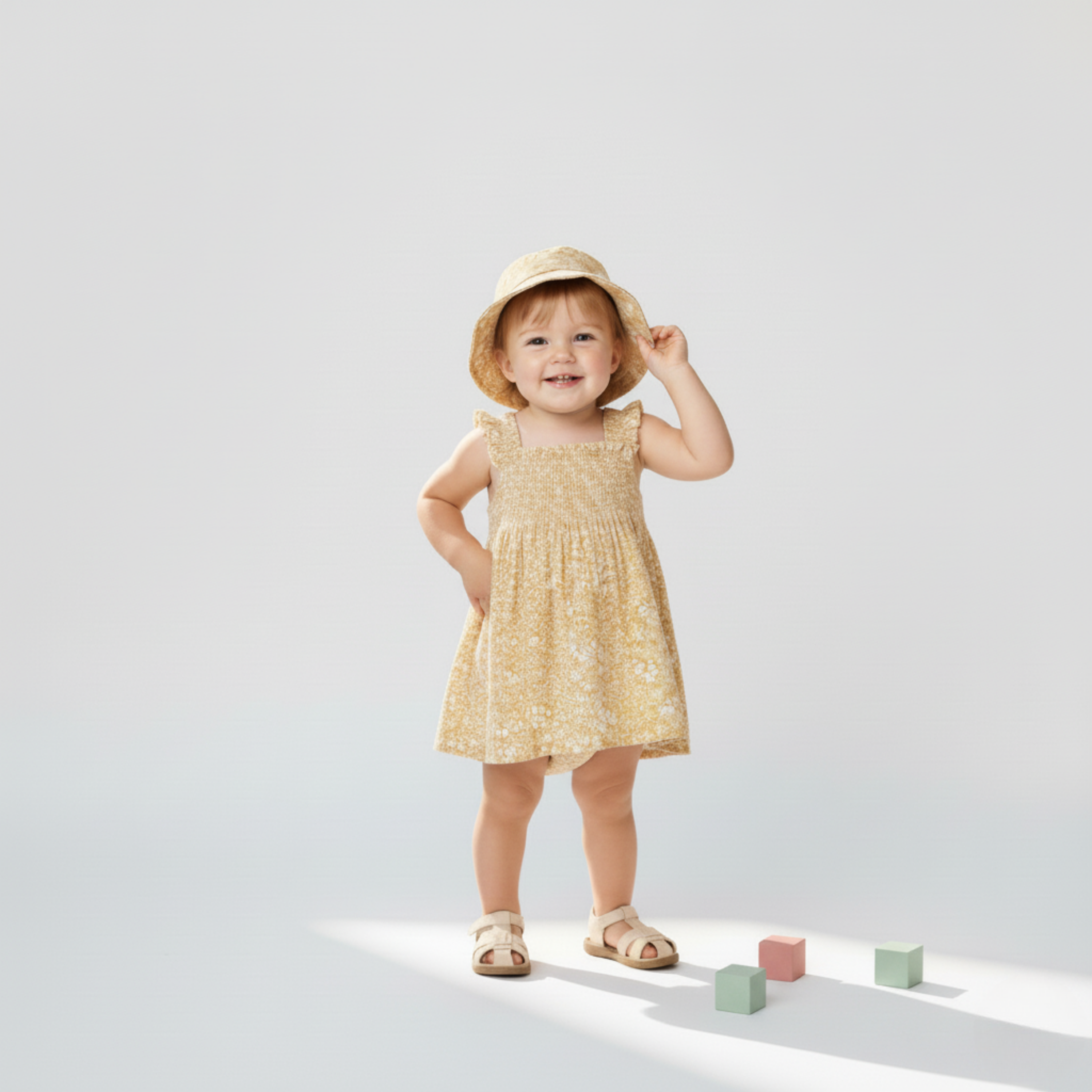 Makemake Organics - Organic Smocked Sundress - Yellow Blossom
