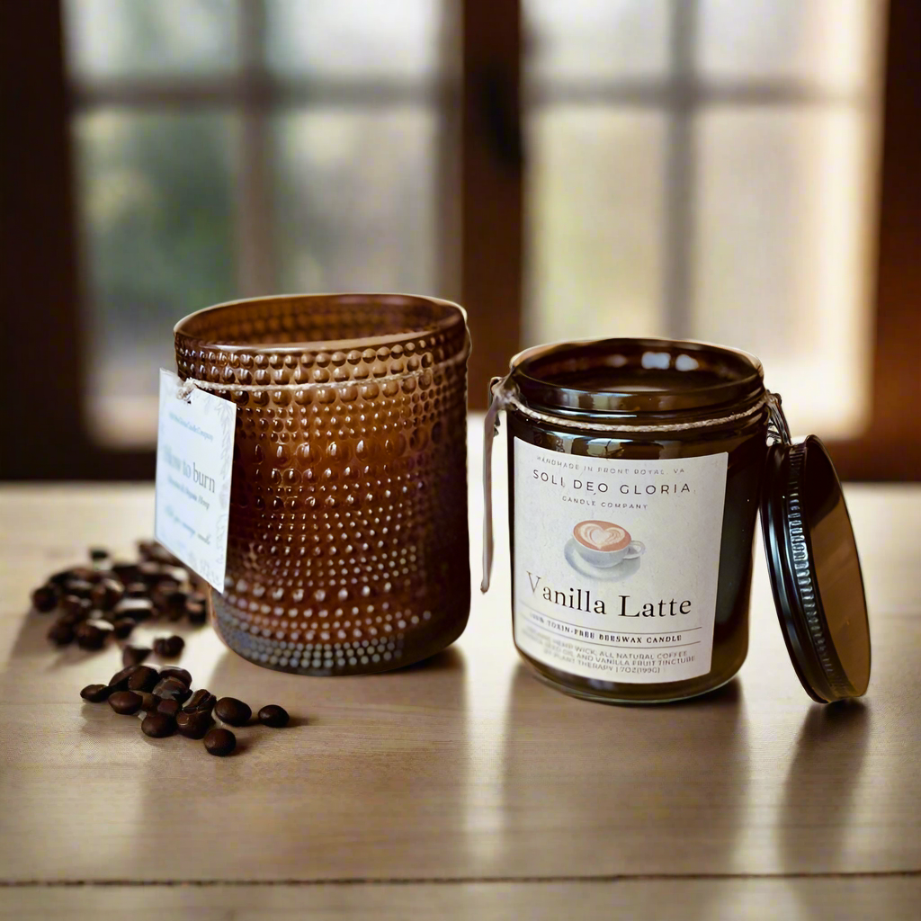 Soli Deo Gloria Candle Company Vanilla Latte | Coffee & Vanilla Beeswax Candle