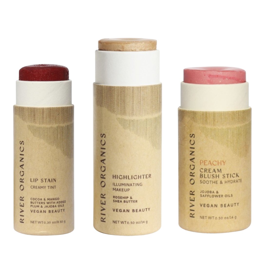 River Organics Lip + Highlighter + Blush Set