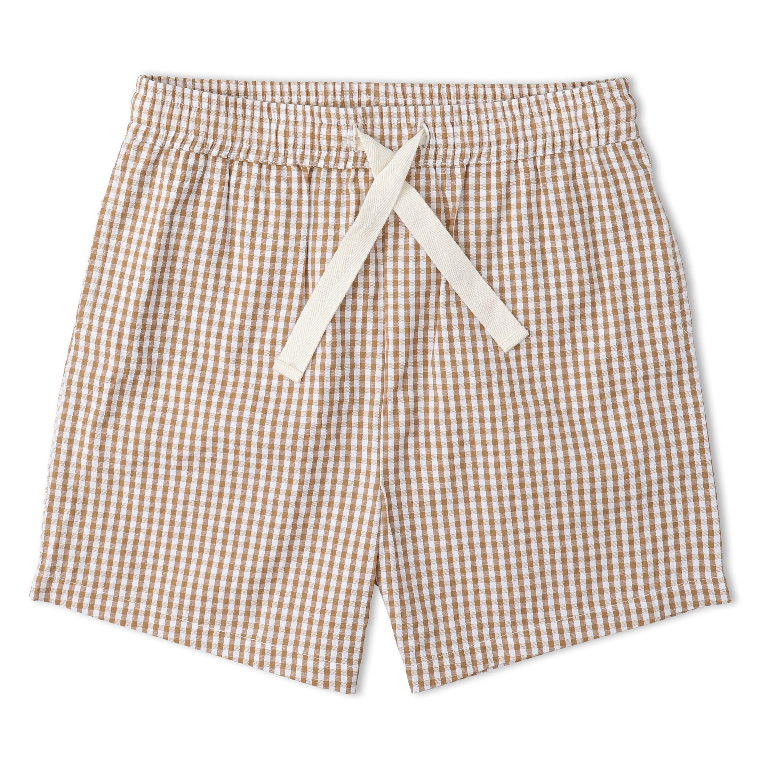 Makemake Organics - Organic Shirt & Shorts Set - Caramel Check