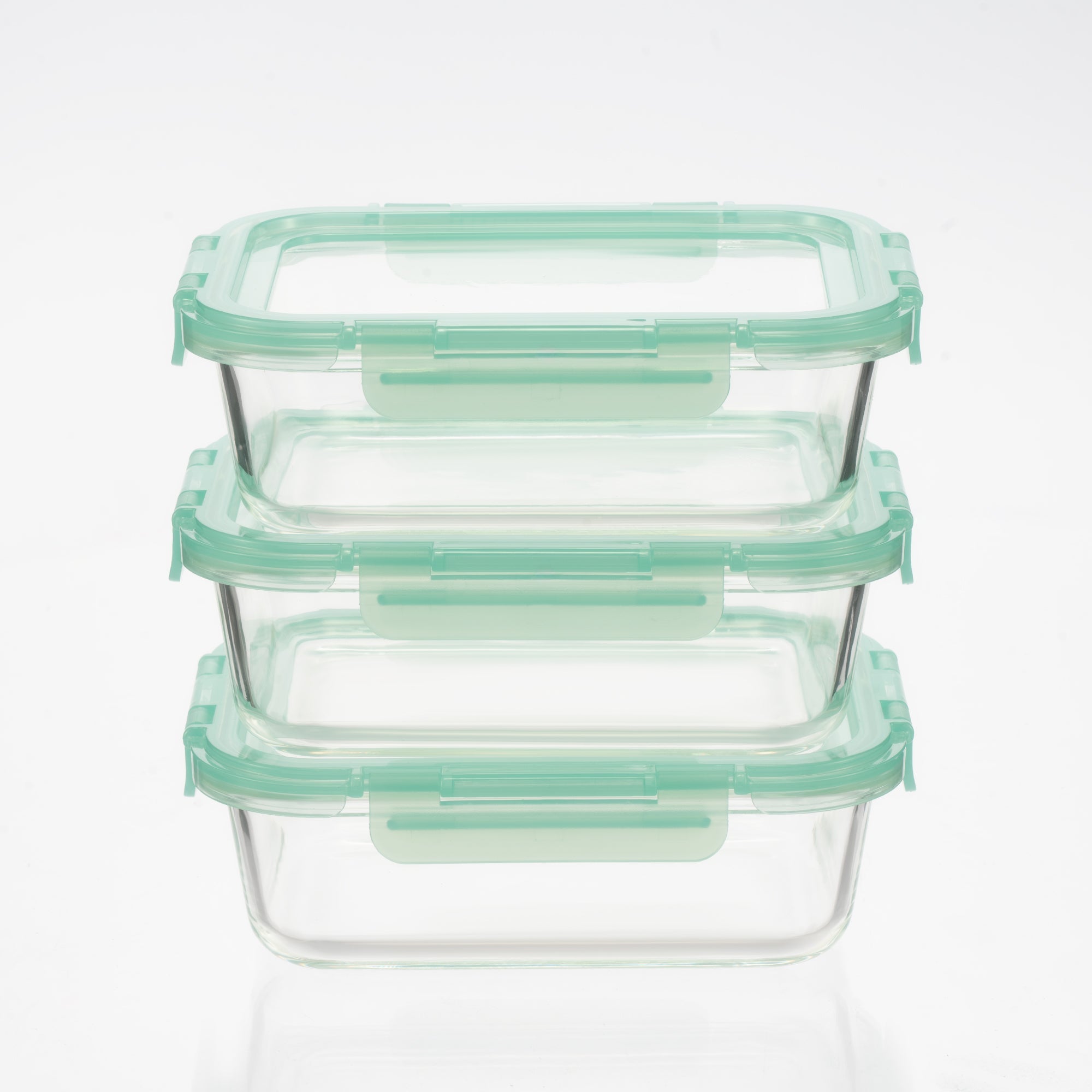 Genicook Glass Containers with Flexible Silicone Lids - Set of 3