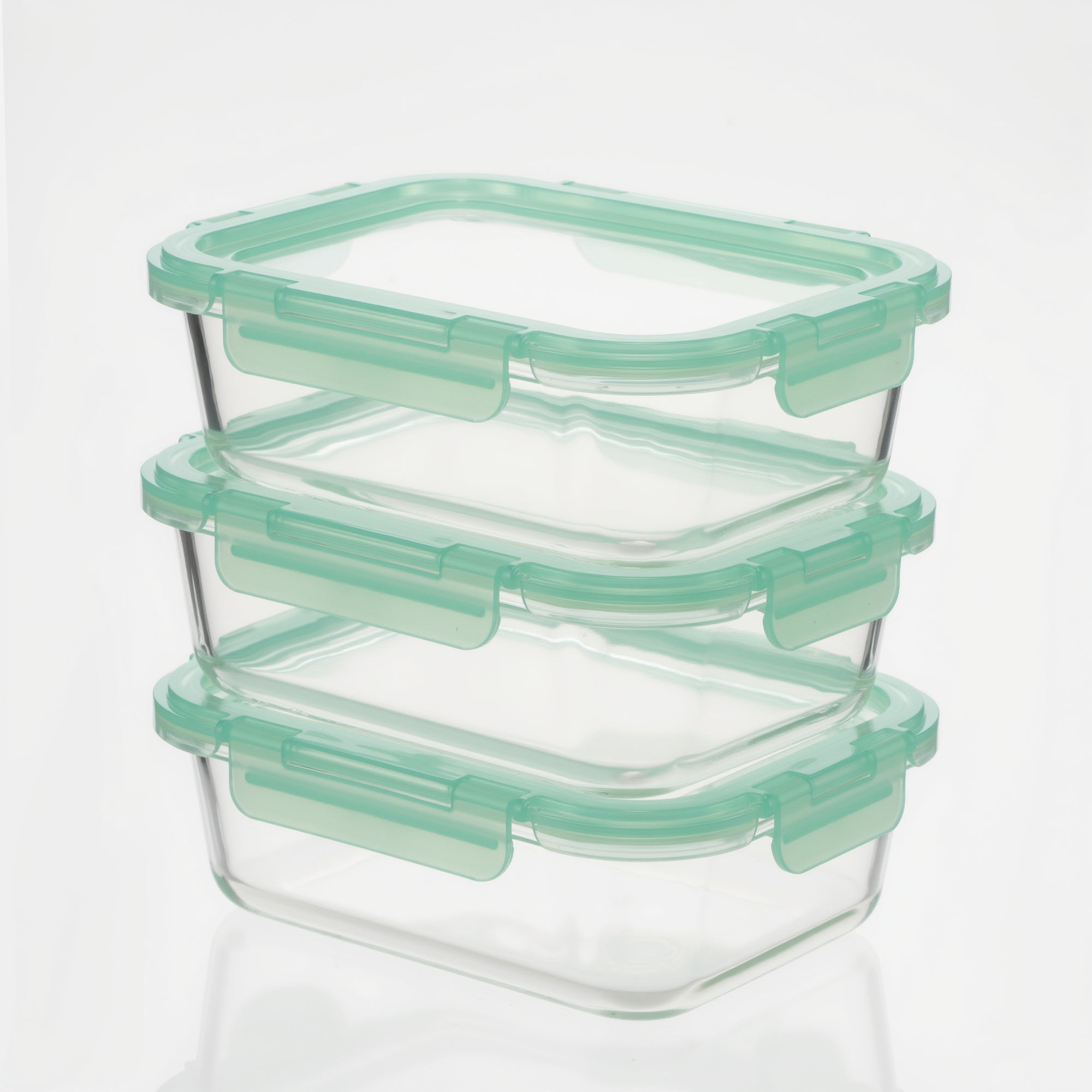 Genicook Glass Containers with Flexible Silicone Lids - Set of 3