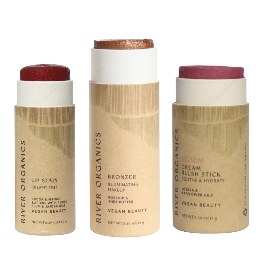 River Organics Lip + Highlighter + Blush Set