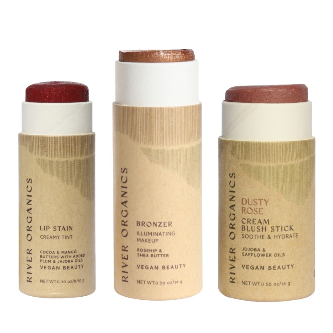 River Organics Lip + Highlighter + Blush Set