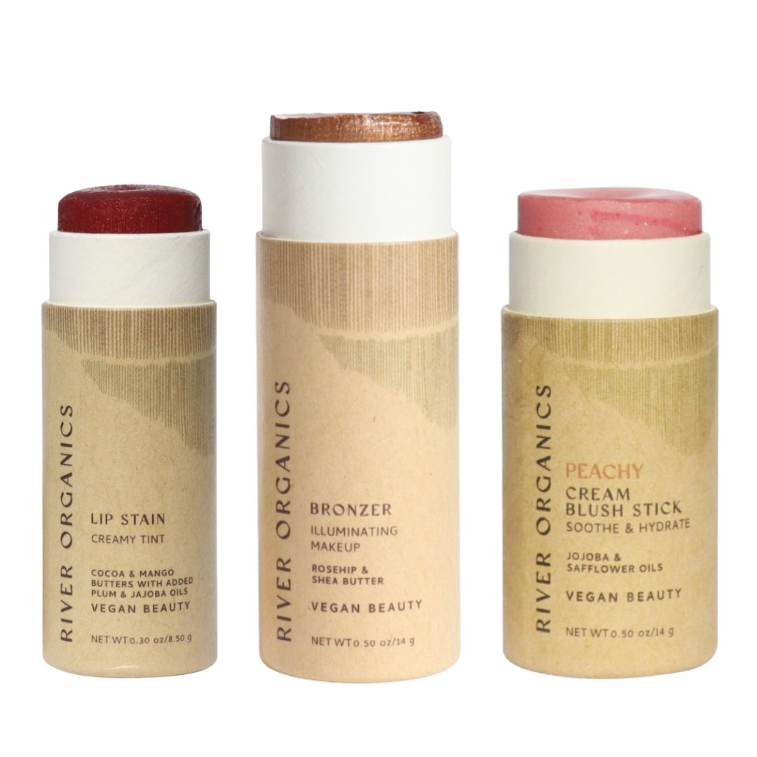 River Organics Lip + Highlighter + Blush Set