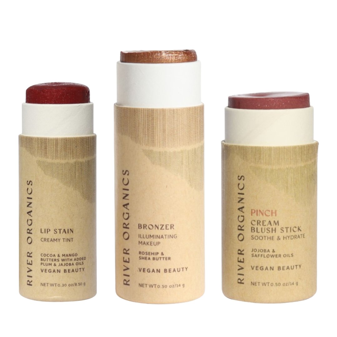 River Organics Lip + Highlighter + Blush Set