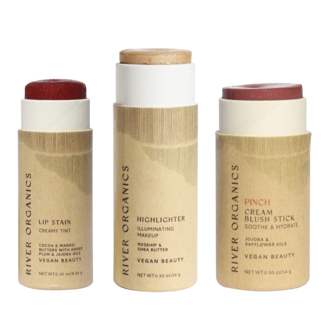 River Organics Lip + Highlighter + Blush Set