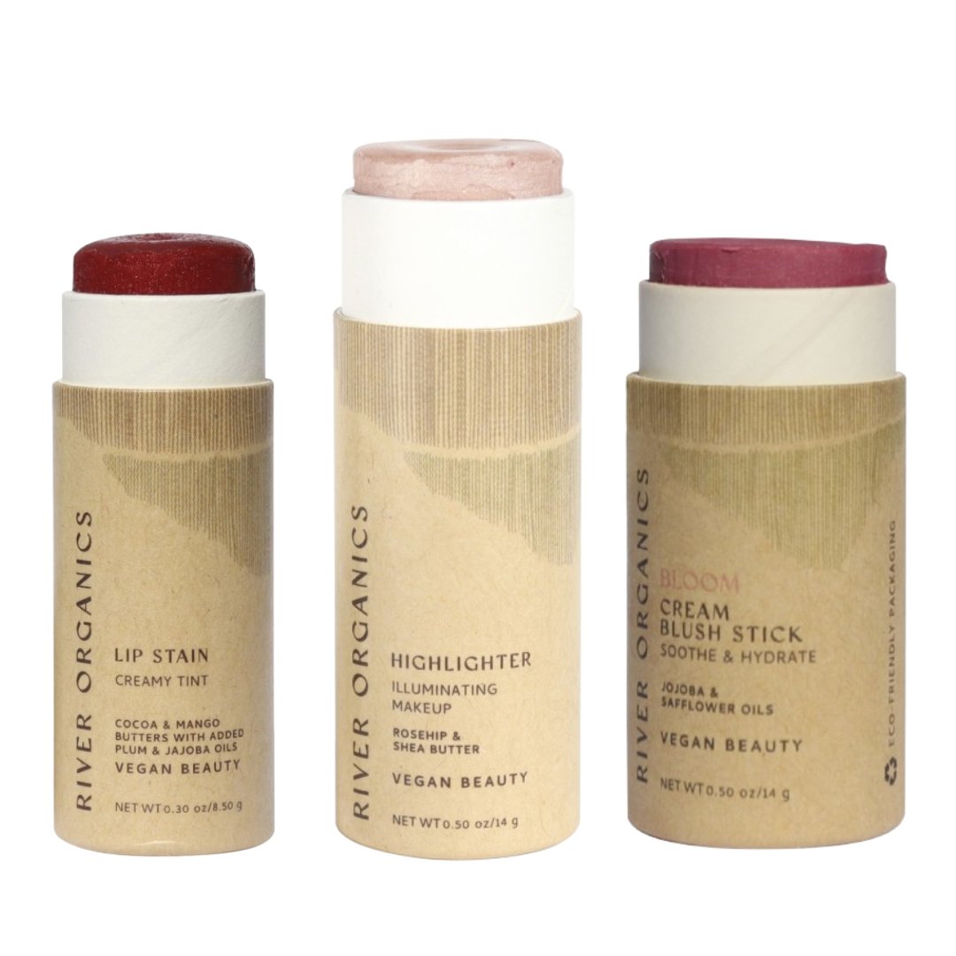 River Organics Lip + Highlighter + Blush Set