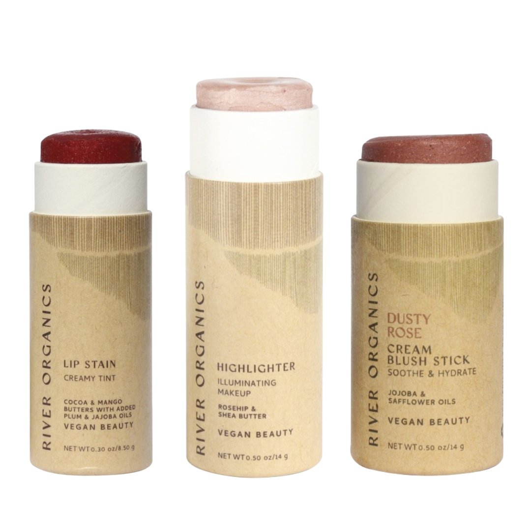 River Organics Lip + Highlighter + Blush Set