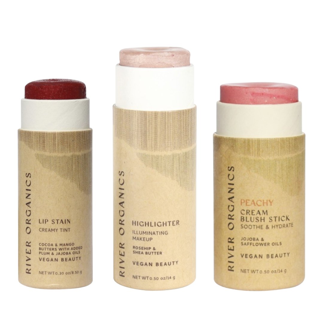 River Organics Lip + Highlighter + Blush Set