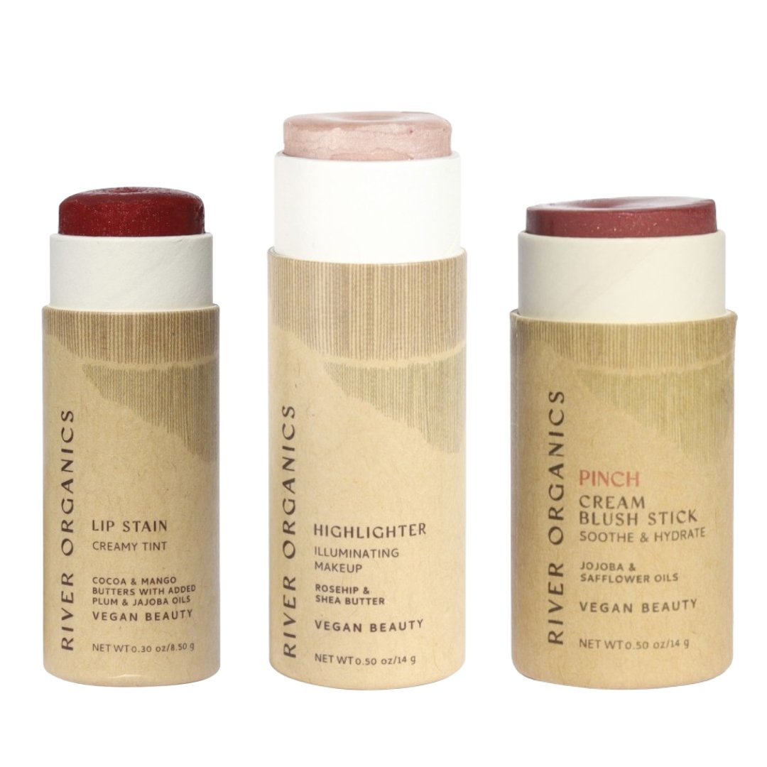 River Organics Lip + Highlighter + Blush Set