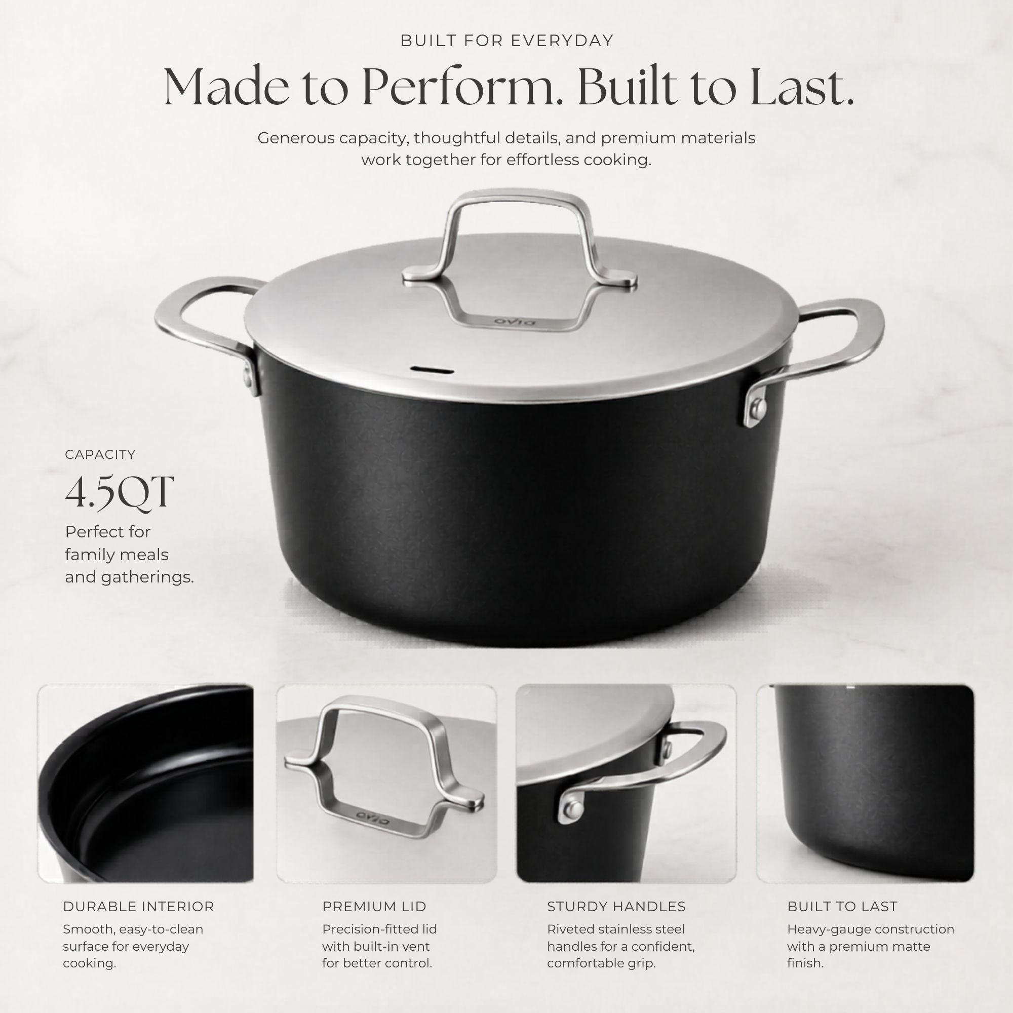 Alva Cookware Ceramic Nonstick Stock Pot with Lid, 4.5-Qt