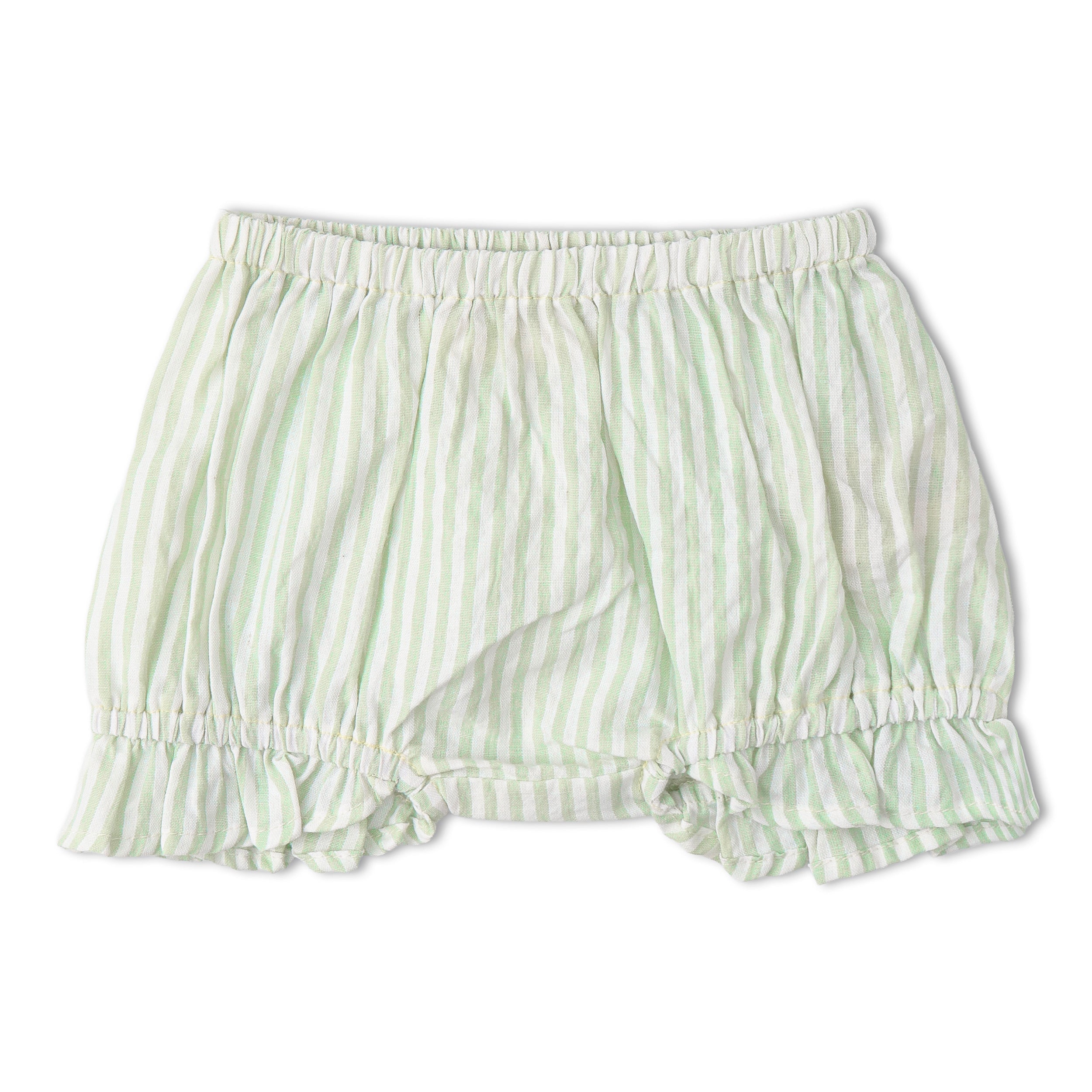 Makemake Organics - Organic Smocked Top And Bloomer Set - Basil Stripes