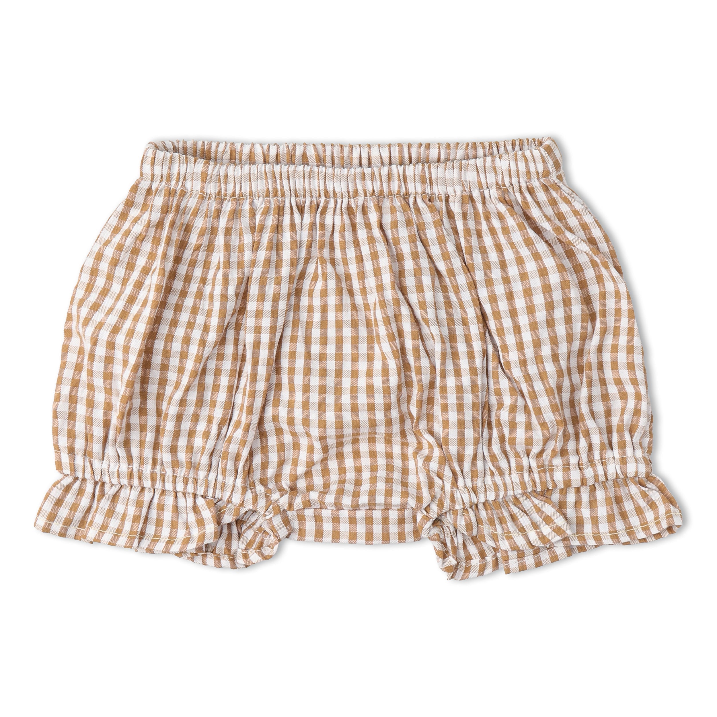 Makemake Organics - Organic Smocked Top And Bloomer Set - Caramel Check