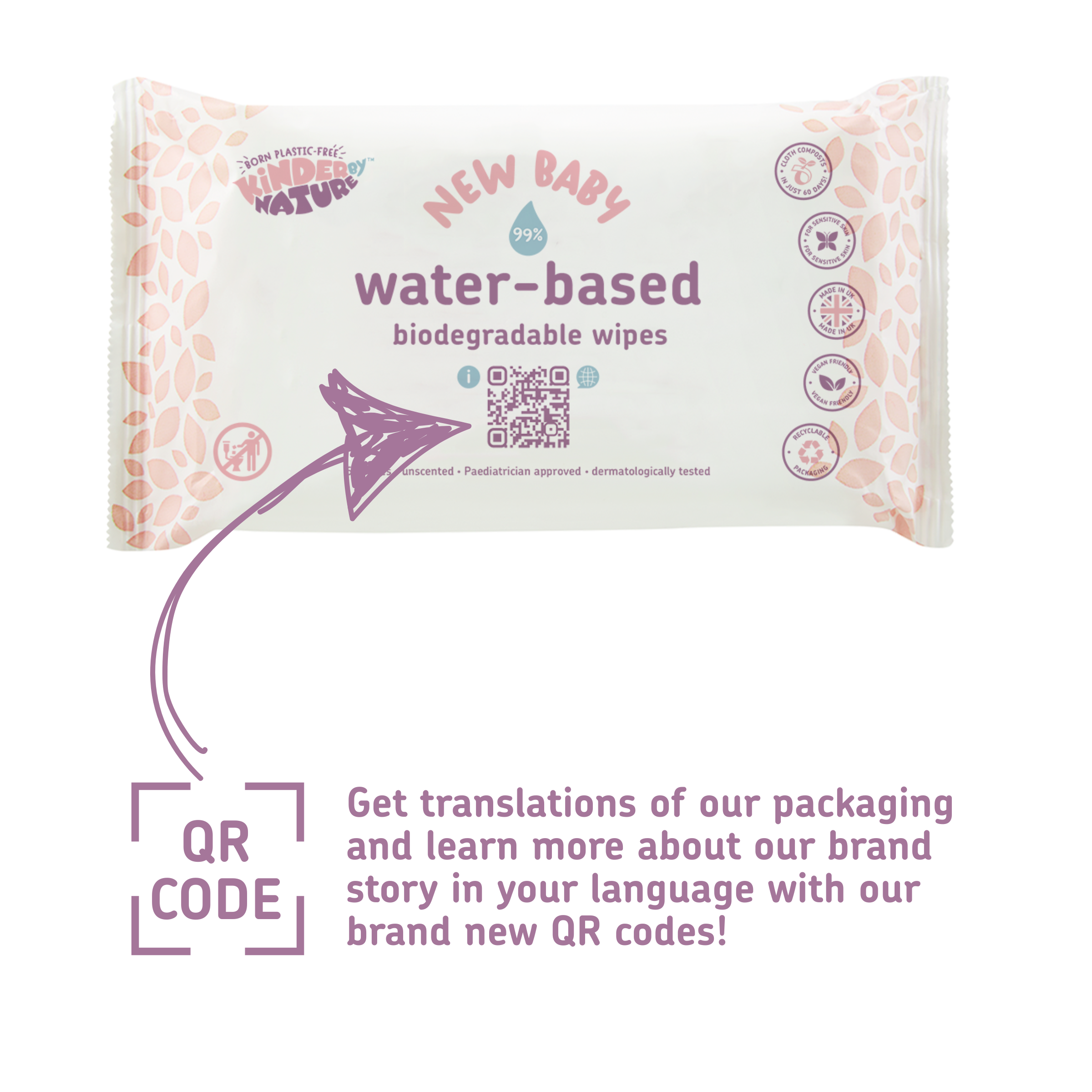 Kinder by Nature 100% Biodegradable Water-Based Baby Wipes - 672 Count (12 packs of 56 wipes)