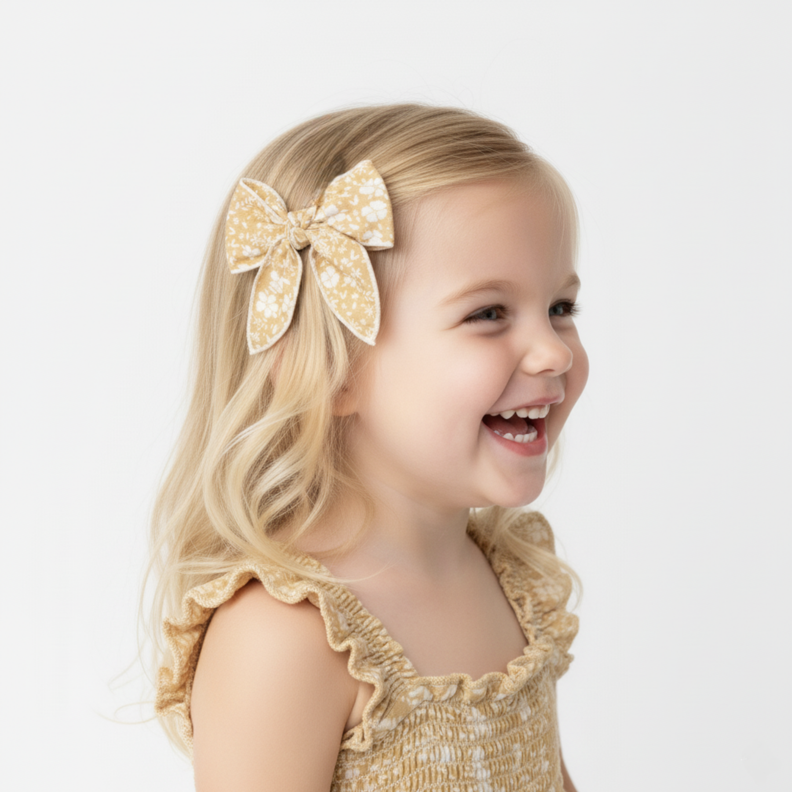 Makemake Organics - Organic Hair Bow Clip - Yellow Blossom