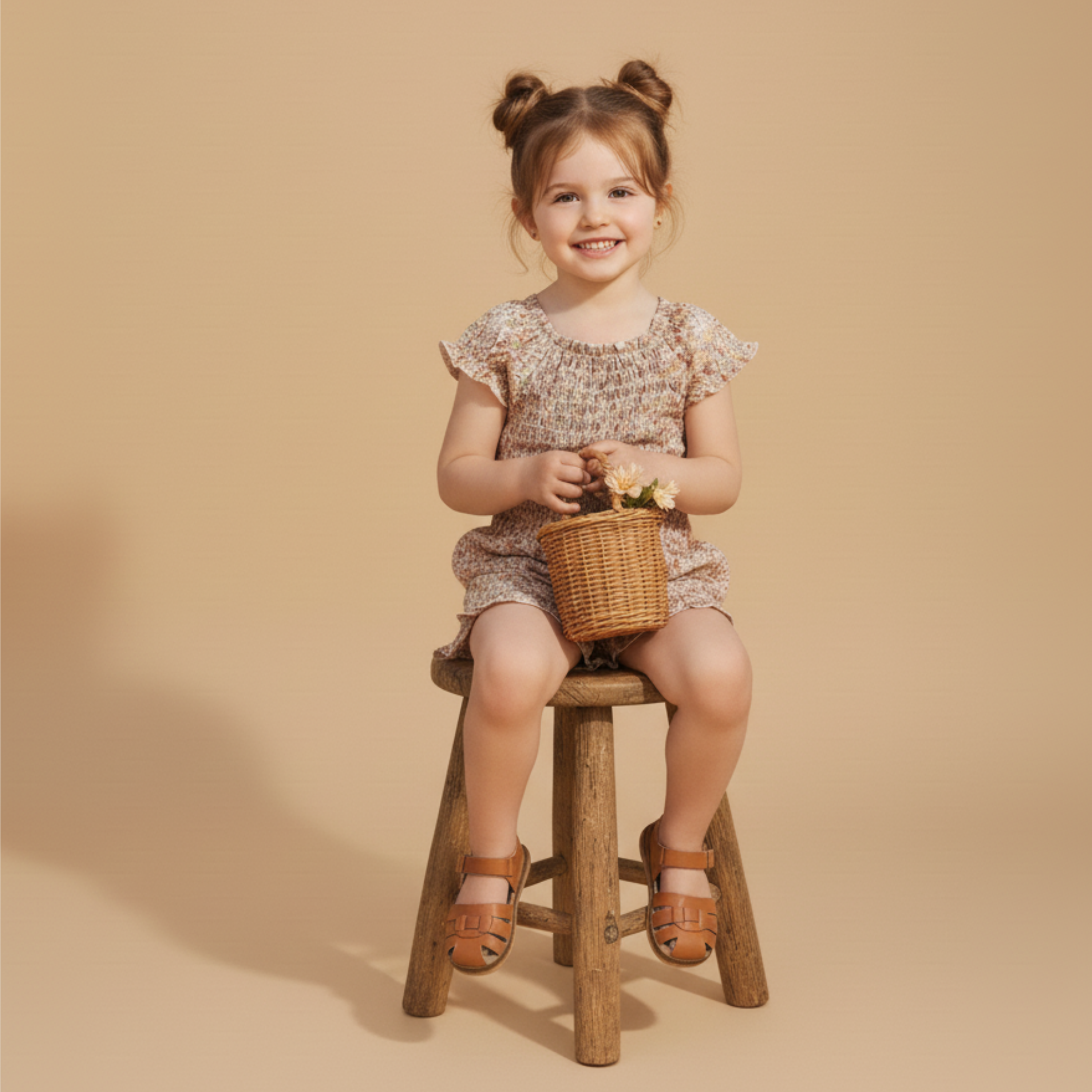 Makemake Organics - Organic Smocked Jumpsuit - Pastel Bloom