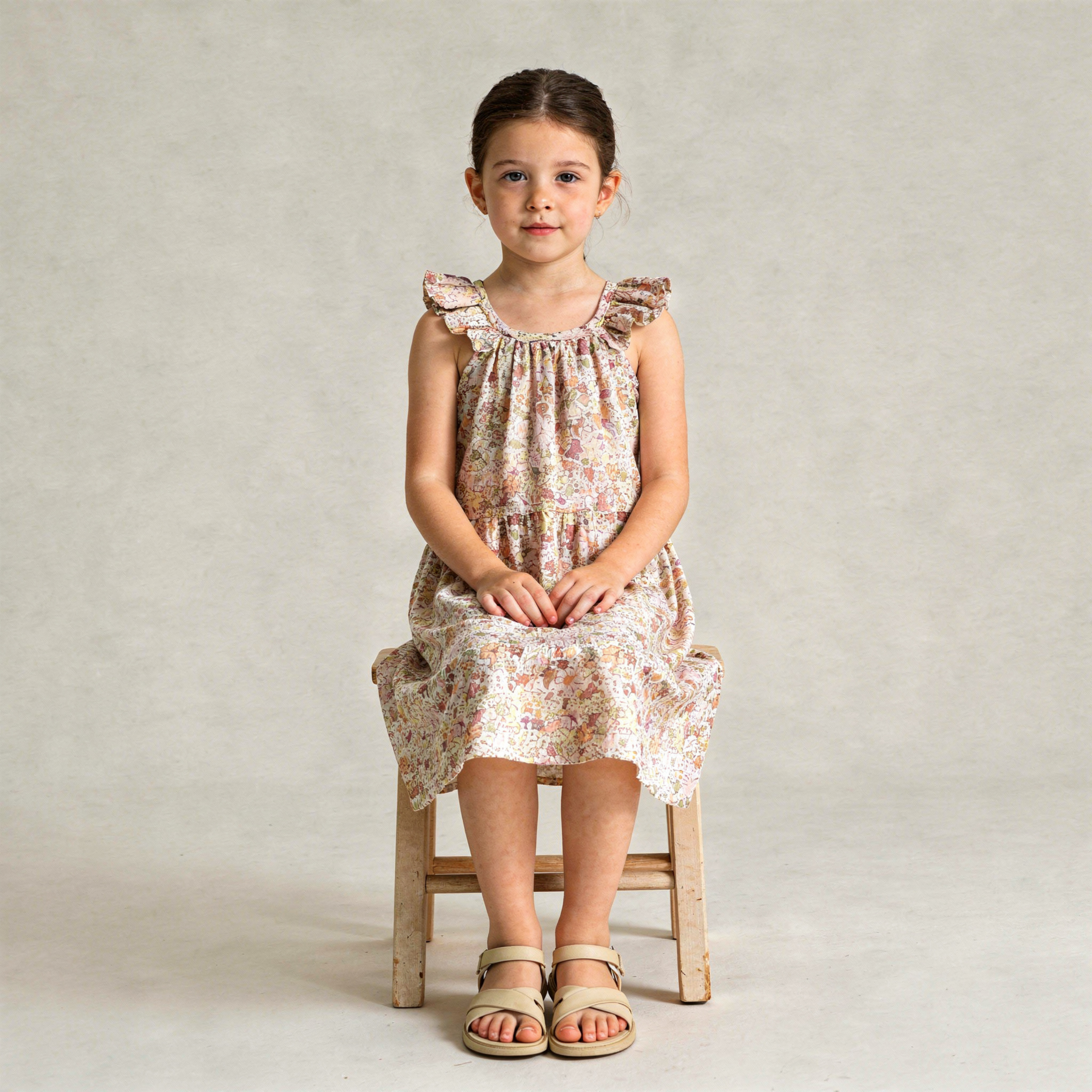 Makemake Organics - Organic Ruffle Tiered Dress - Pastel Bloom