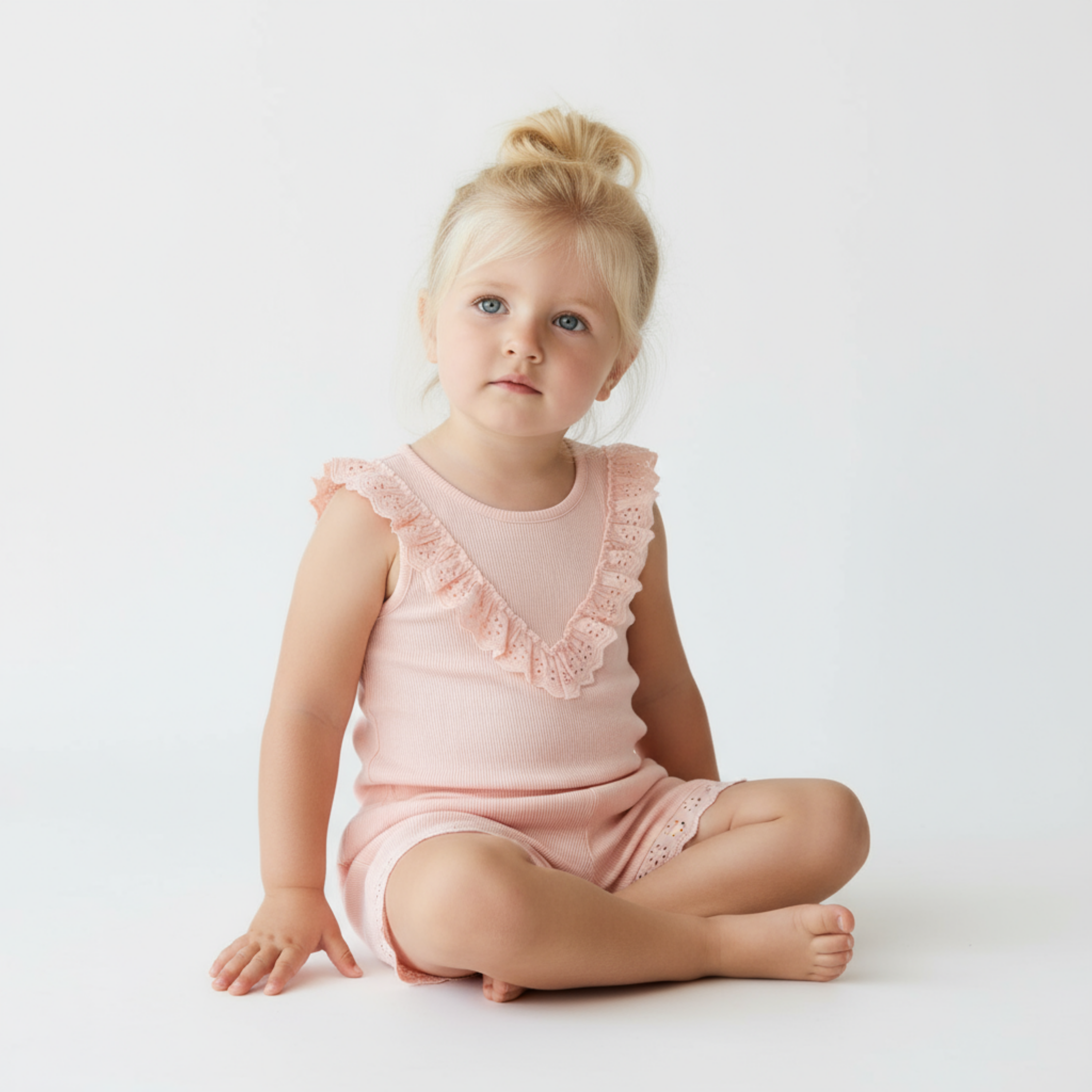 Makemake Organics - Organic Ruffle Top & Shorts Set - Blush