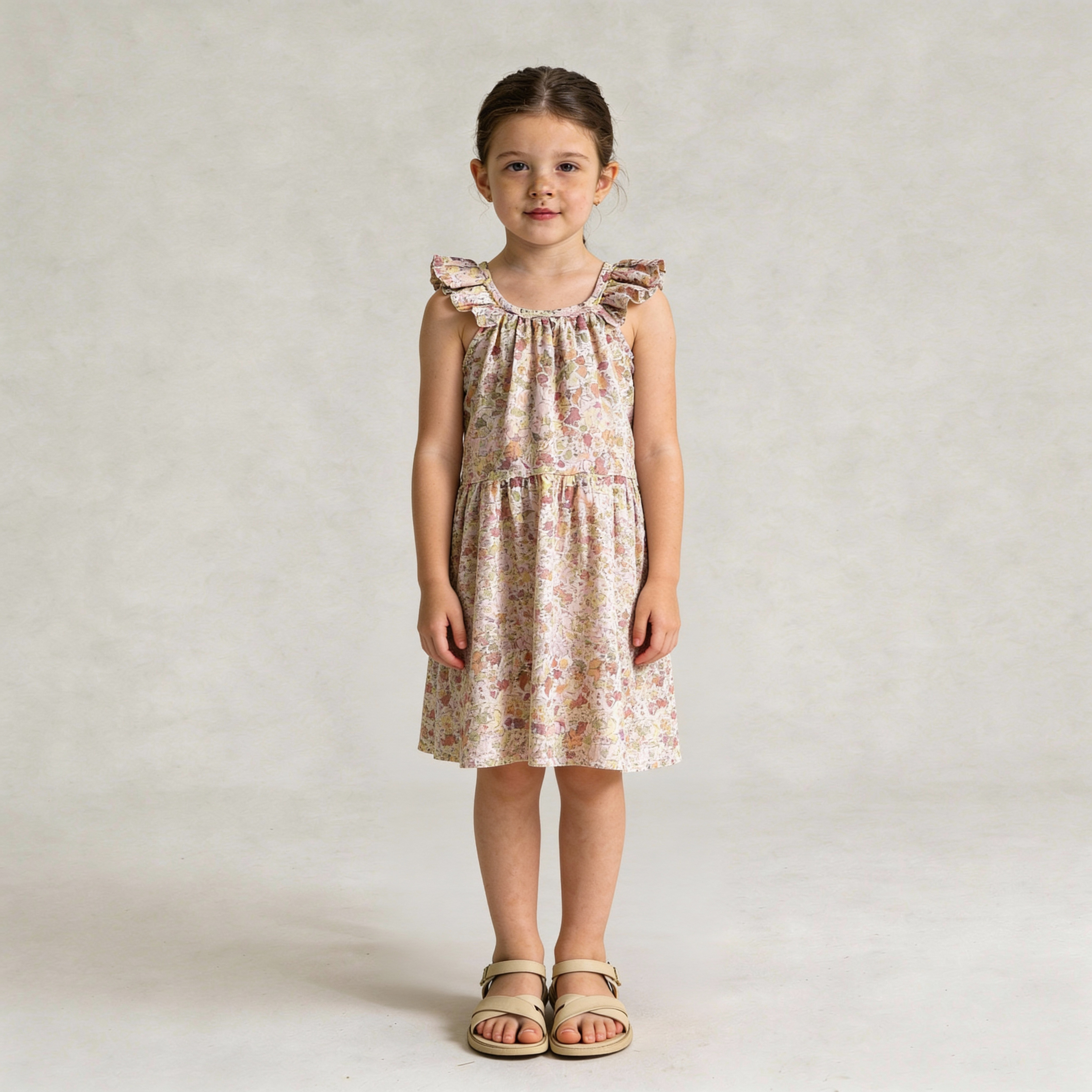 Makemake Organics - Organic Ruffle Tiered Dress - Pastel Bloom