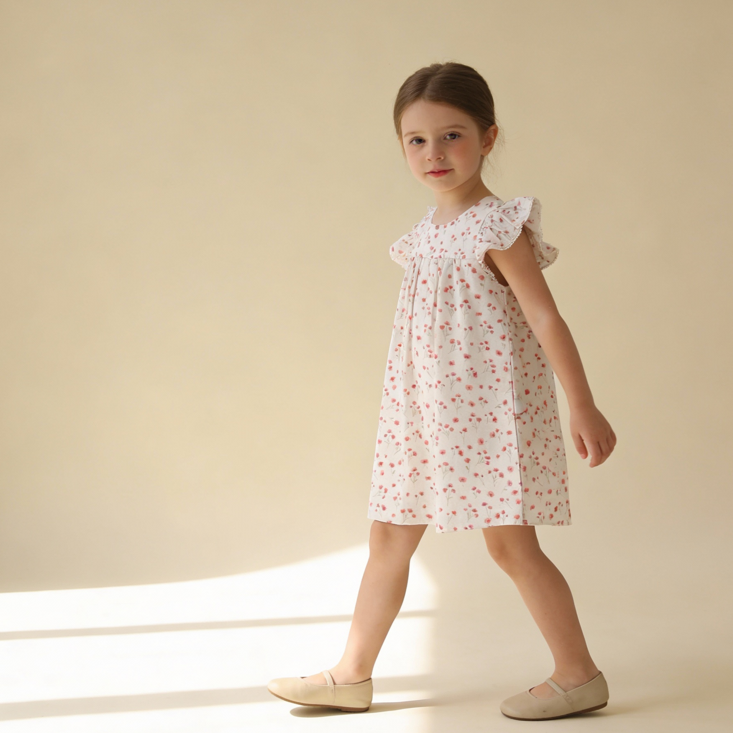 Makemake Organics - Organic Short Sleeve Flutter Dress - Pink  Bloom