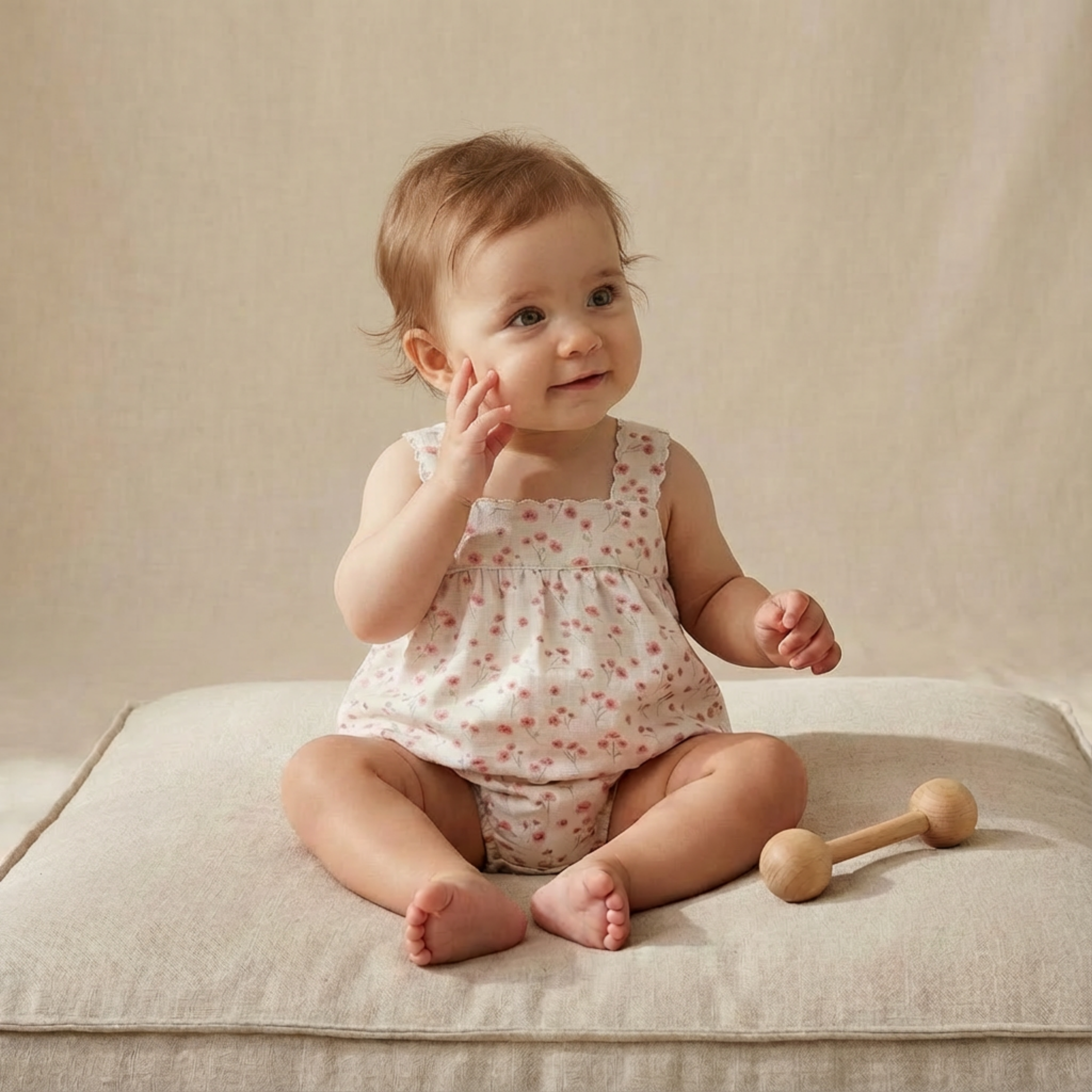 Makemake Organics - Organic Scalloped Top & Bloomers Set - Pink  Bloom